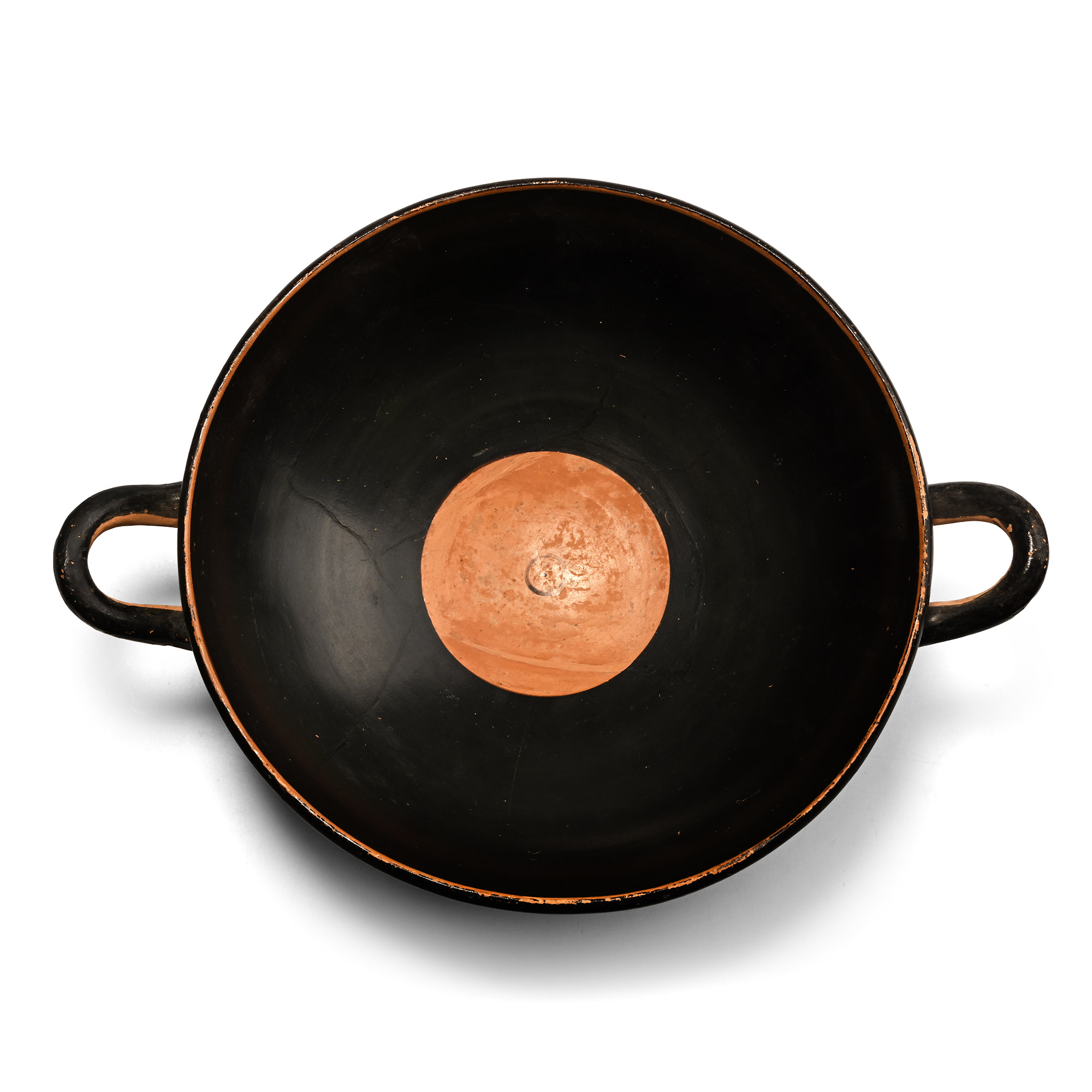 Greek Black-Figure Kylix with Warriors and Sphinxes