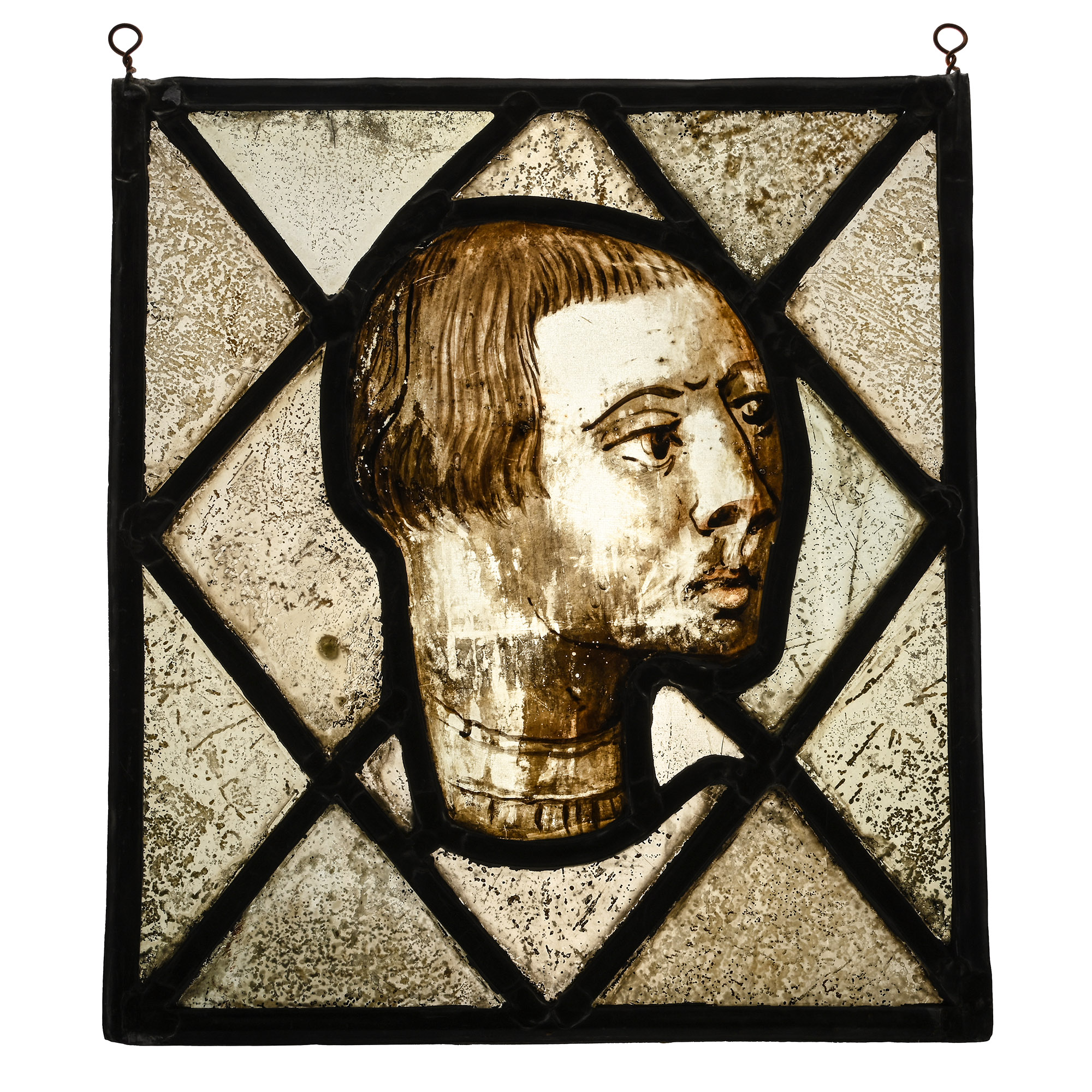 Medieval Stained Glass Head of a Man