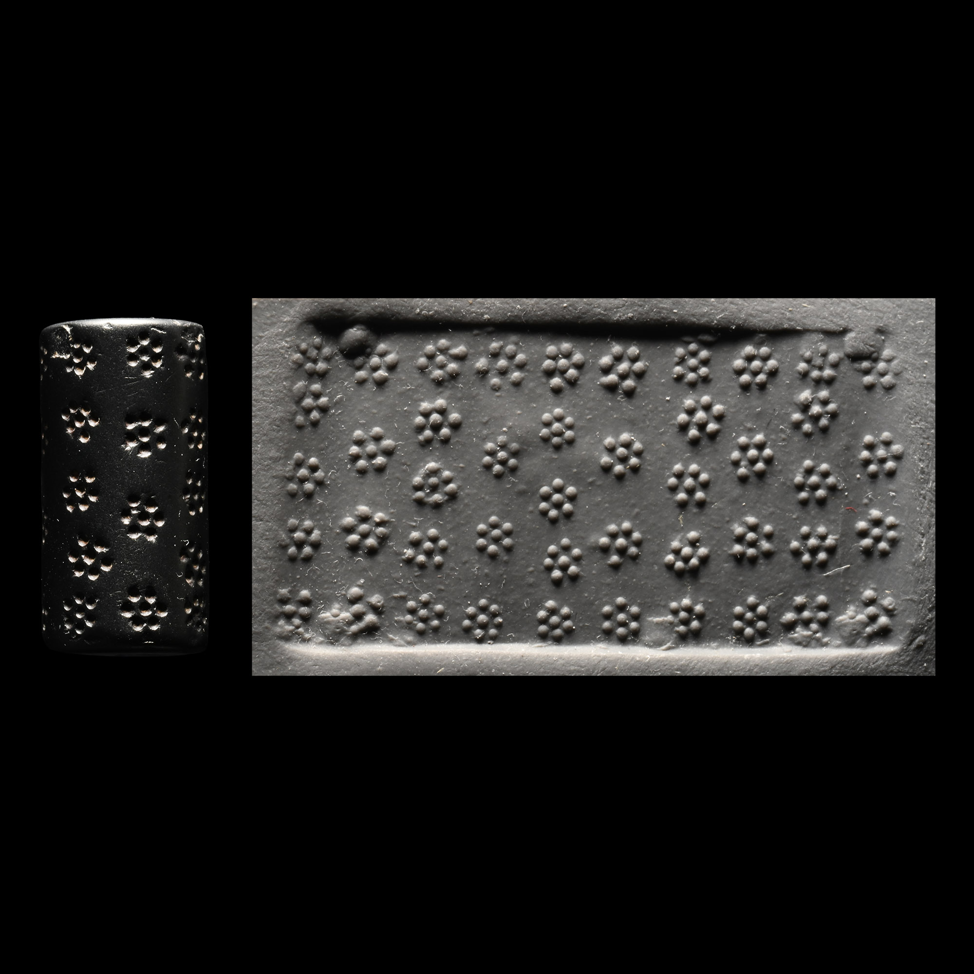 Syrian Haematite Cylinder Seal with Rosettes