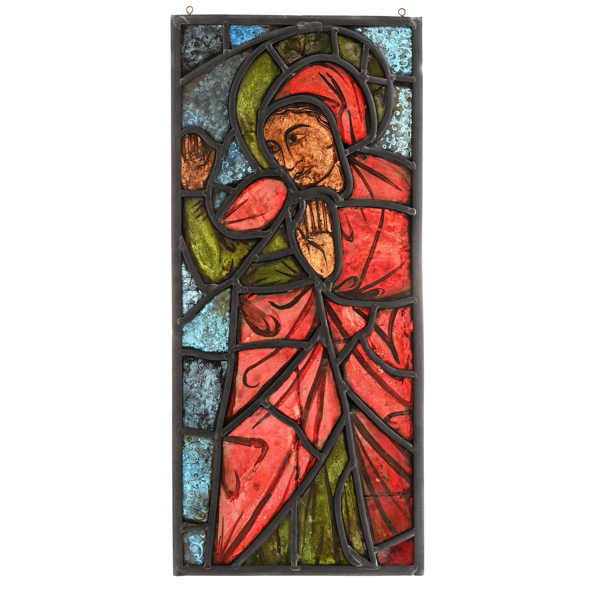Medieval Stained Glass Panel of the Annunciate Virgin