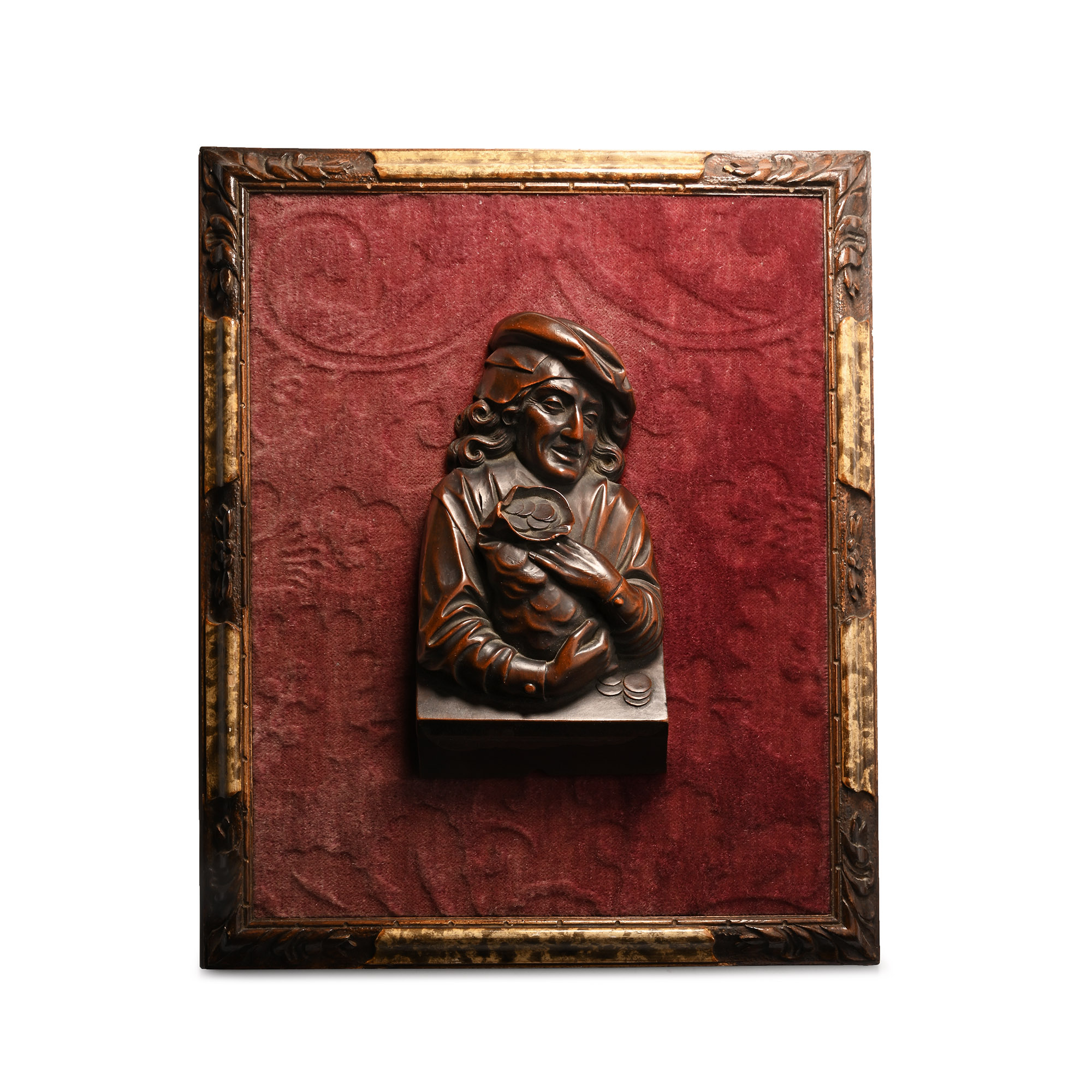 Medieval Bas Relief Representing a Gentleman Illustrating an Allegory of Avarice