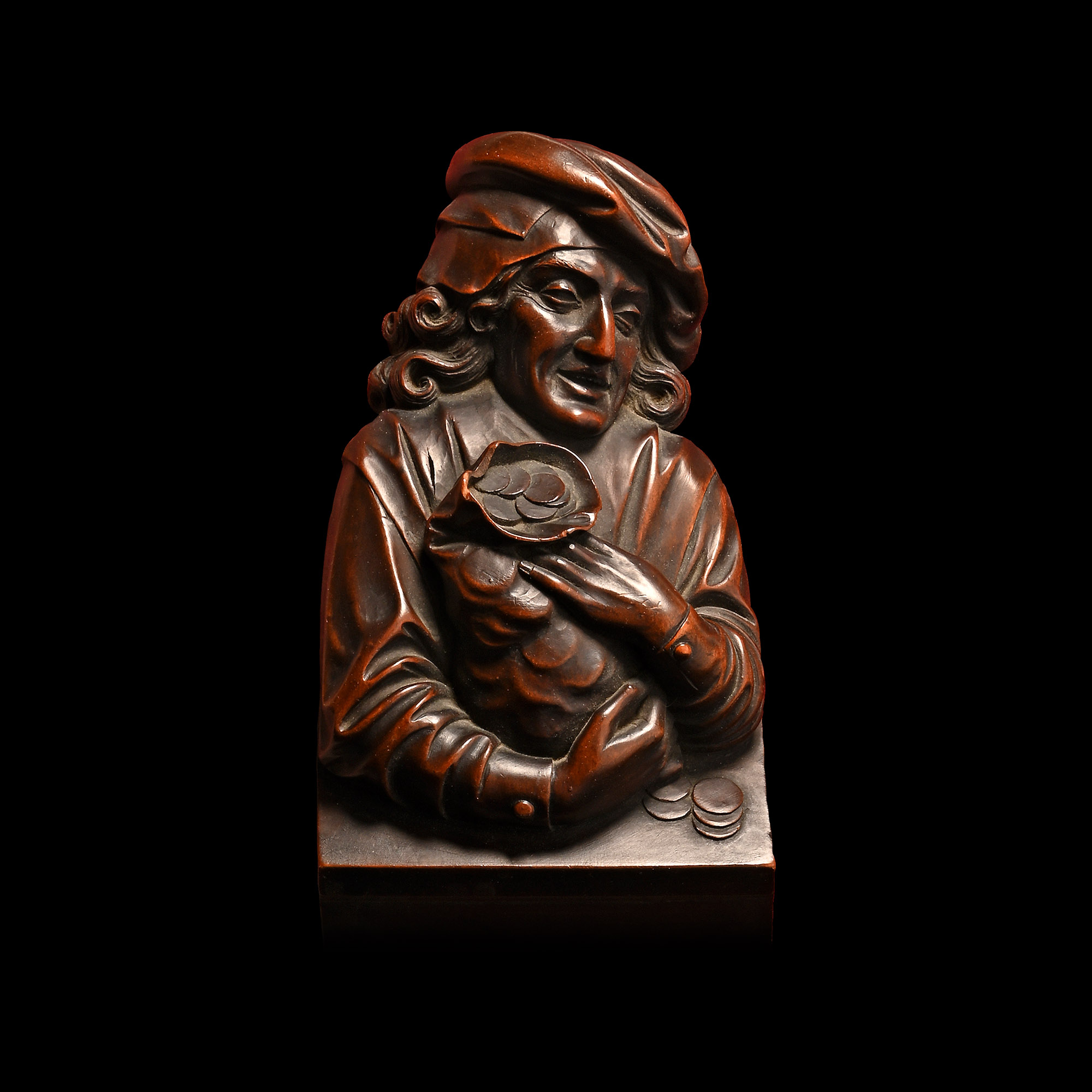 Medieval Bas Relief Representing a Gentleman Illustrating an Allegory of Avarice