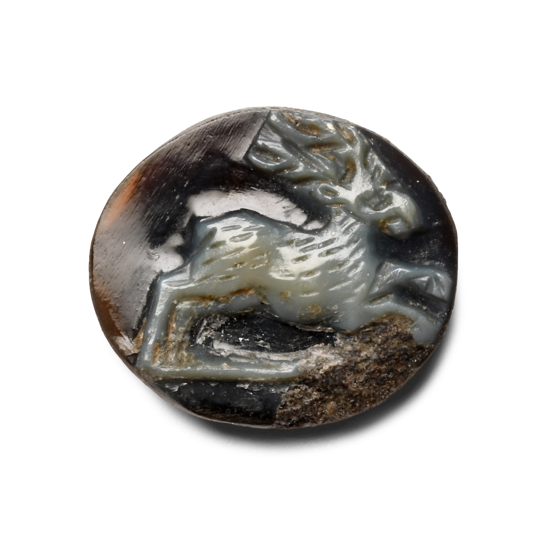 Roman Sardonyx Cameo of a Leaping Stag