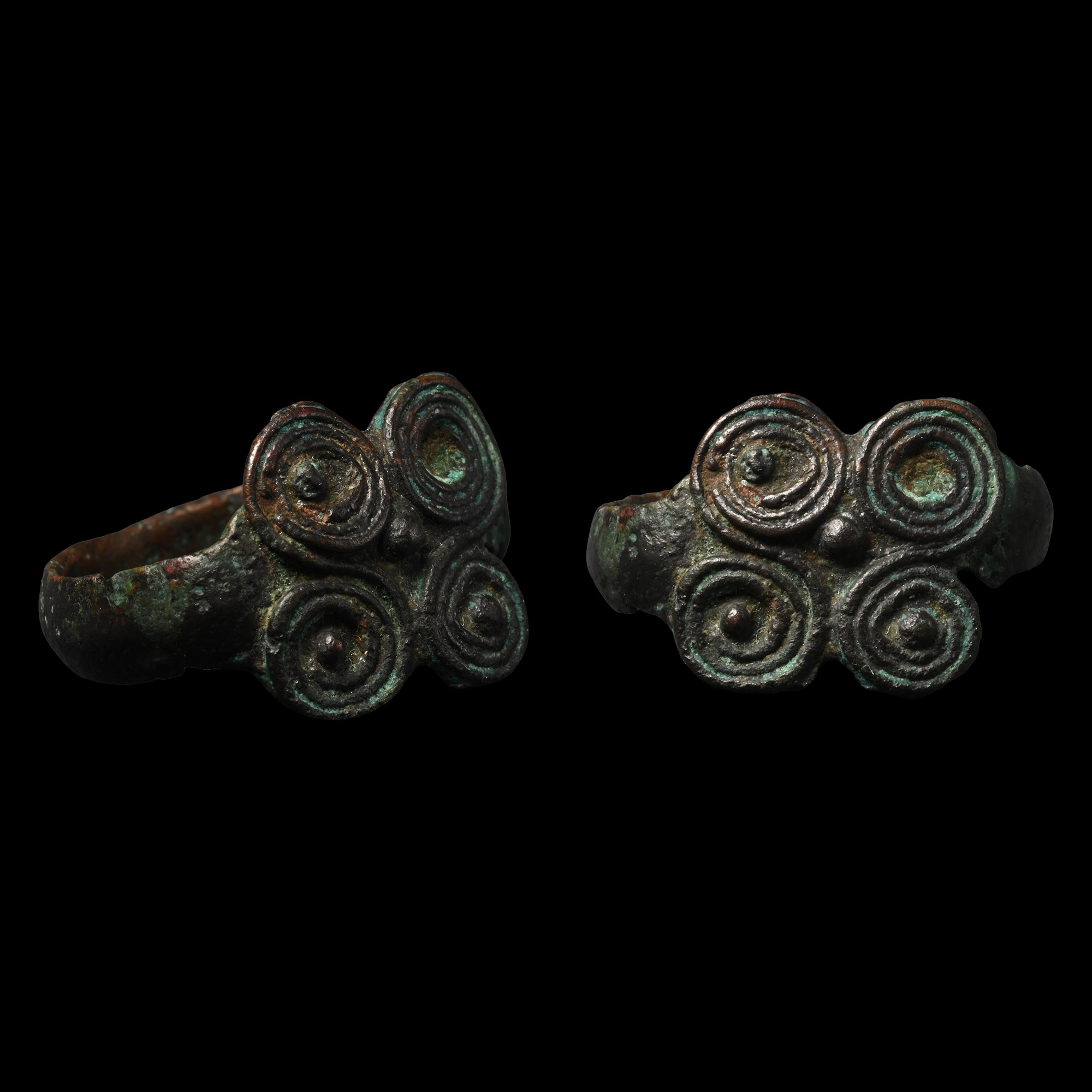 European Bronze Age Ring with Double Scroll Design