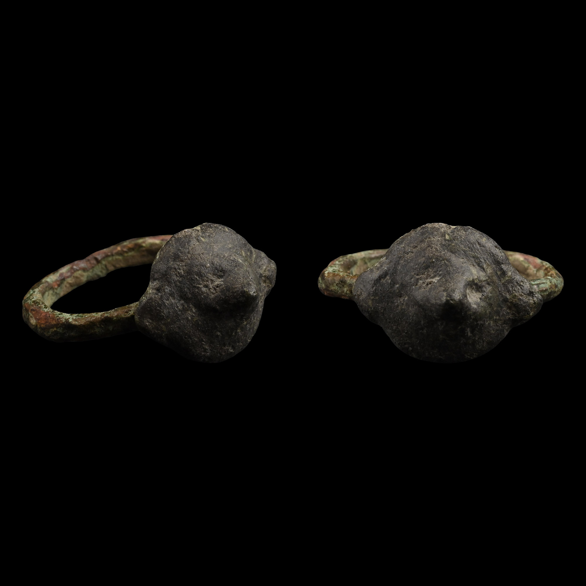 Roman Bronze Ring with Head of Lion