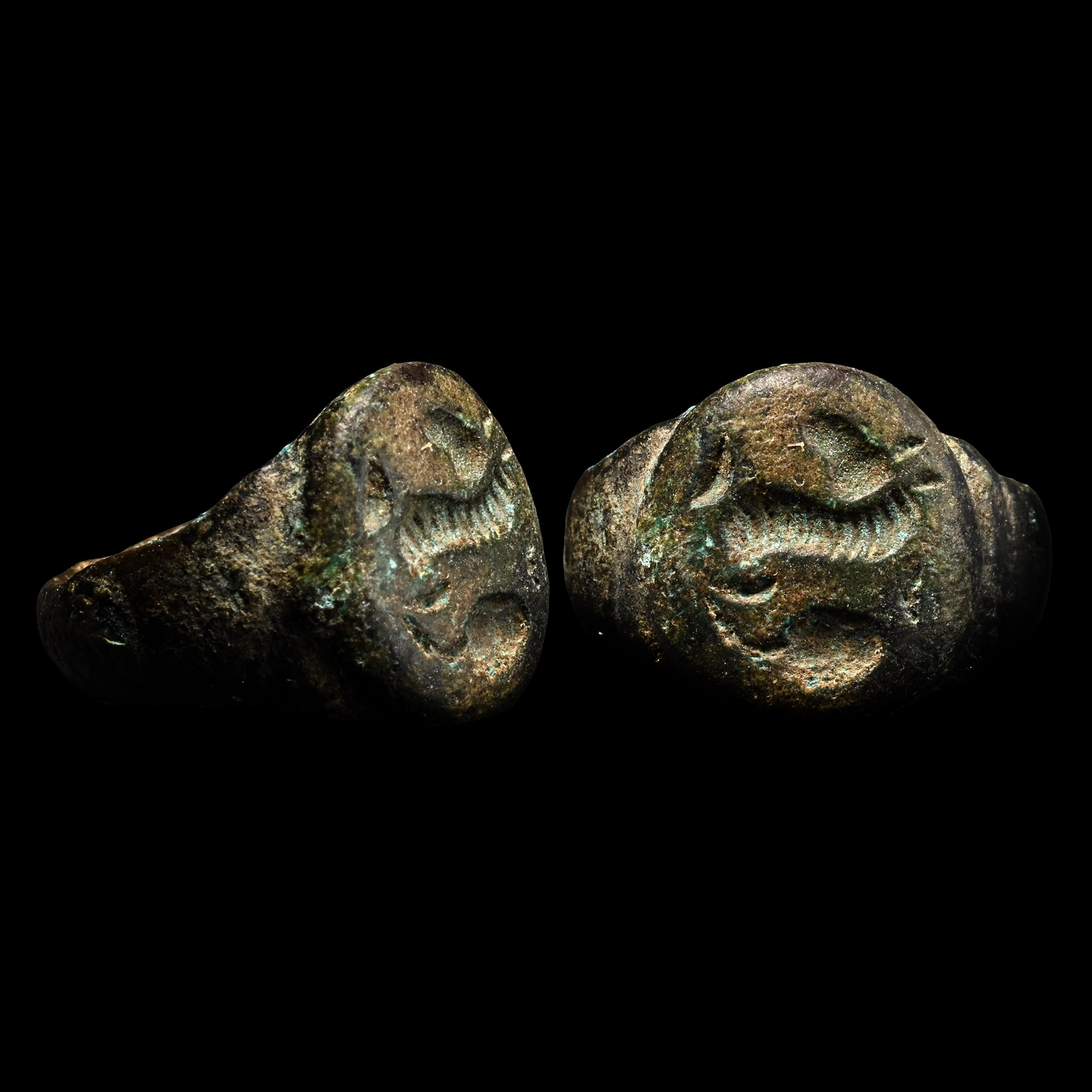 Eastern Medieval Bronze Ring with Zoomorphic Design