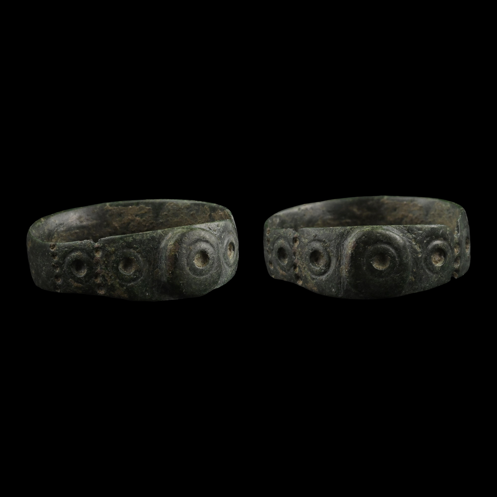 Romano-Pannonian Bronze Ring with Ring-and-Dot Design