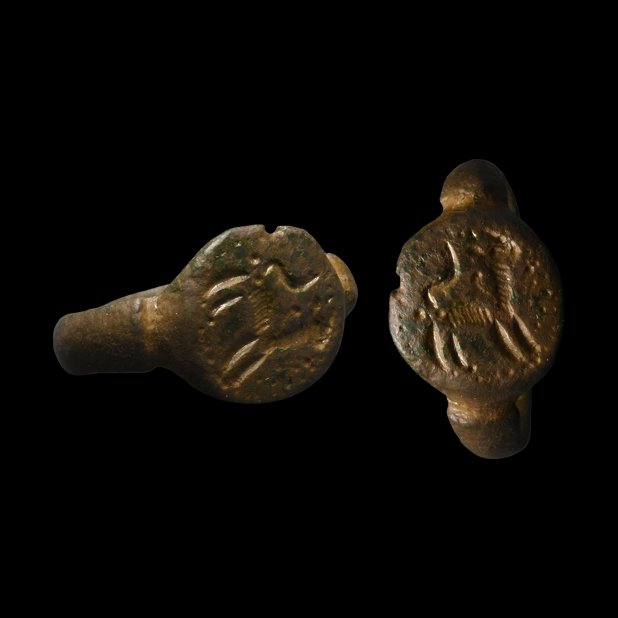 Romano-Celtic Bronze Ring with Standing Lion