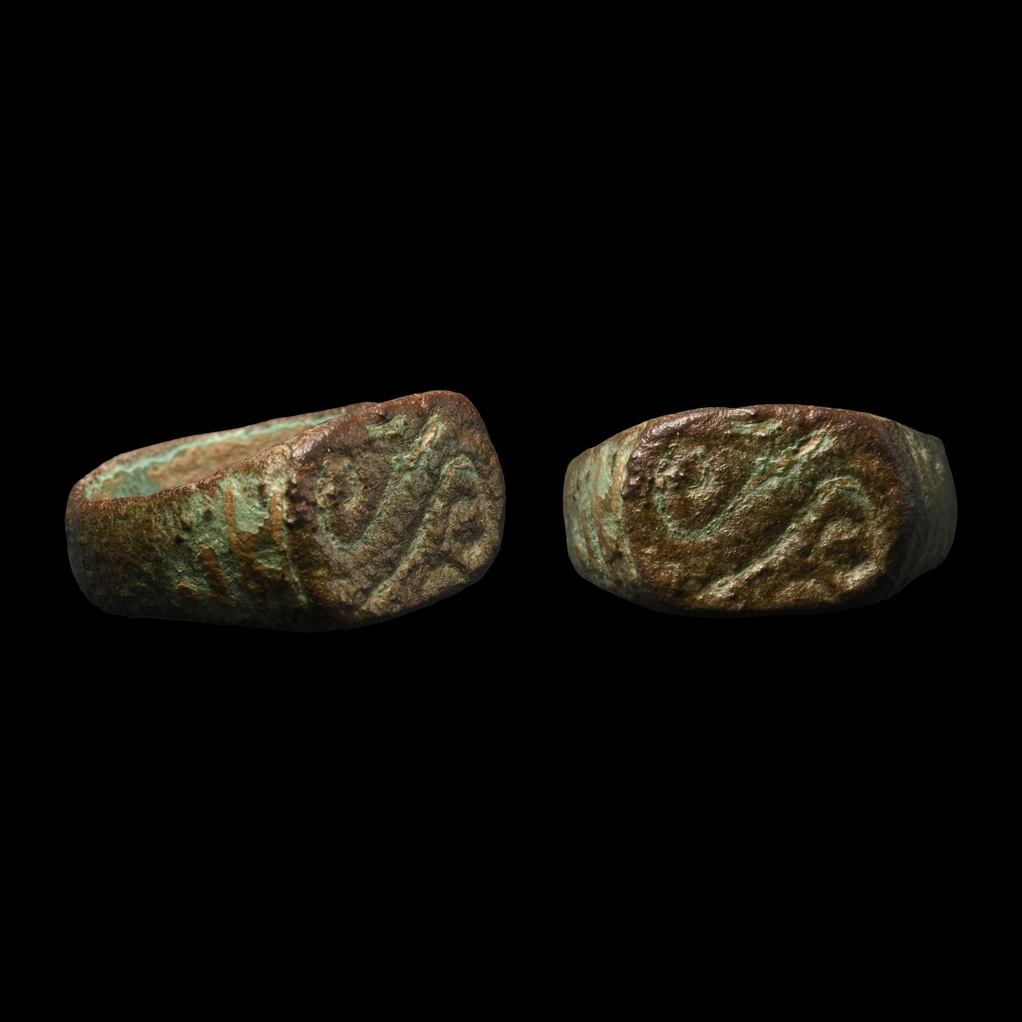 Merovingian Bronze Ring with Scrolls