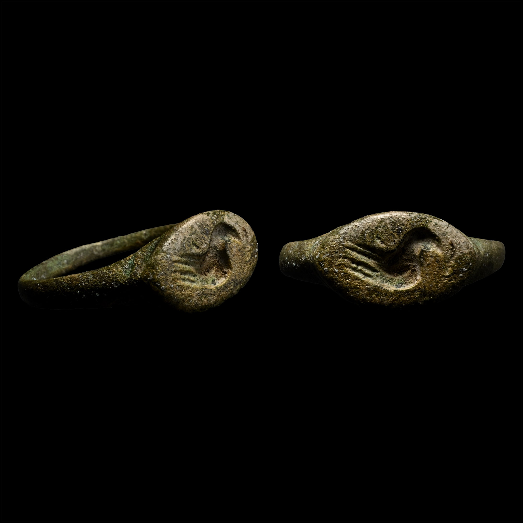 Roman Bronze Ring with Bird