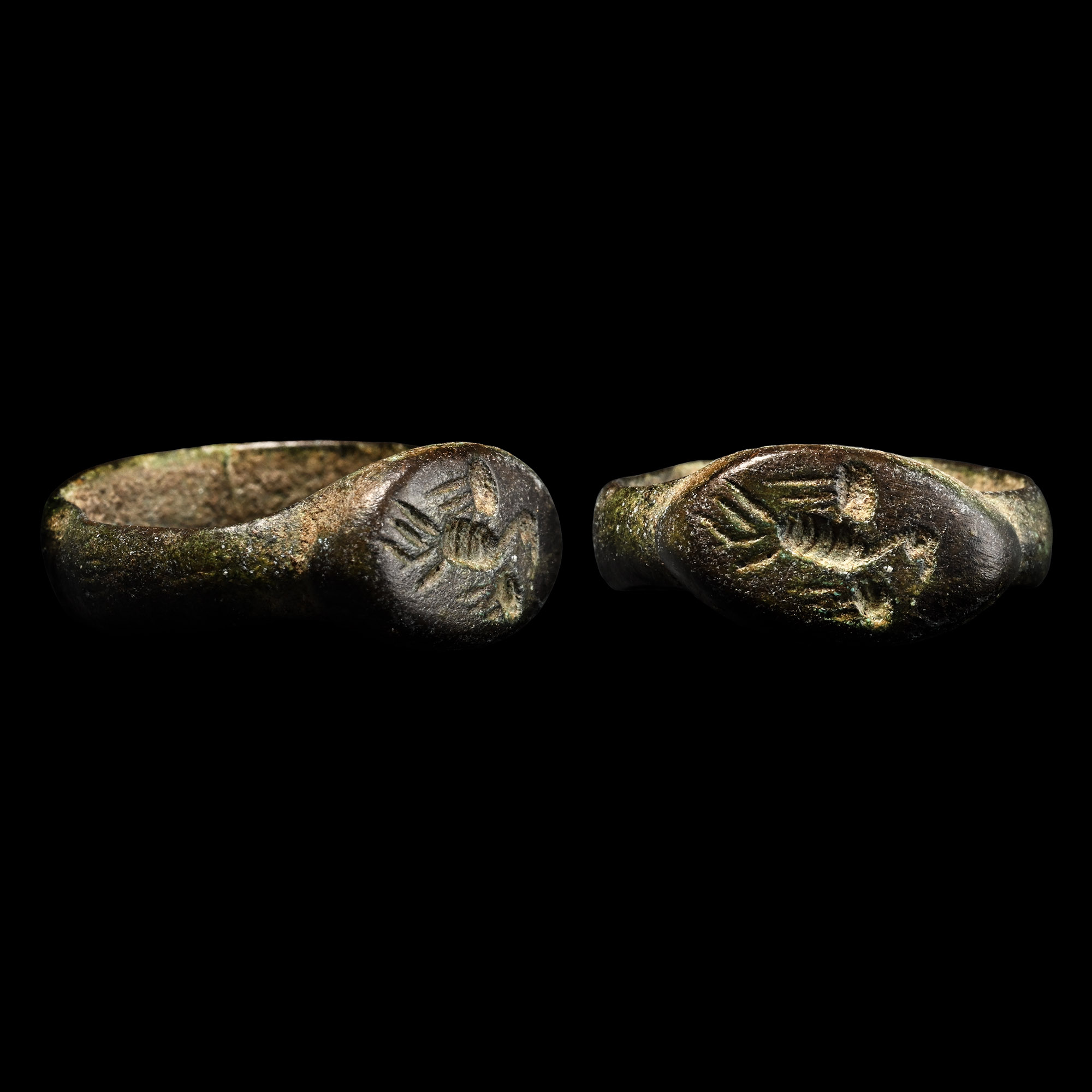 Eastern Medieval Bronze Ring with Spread Eagle
