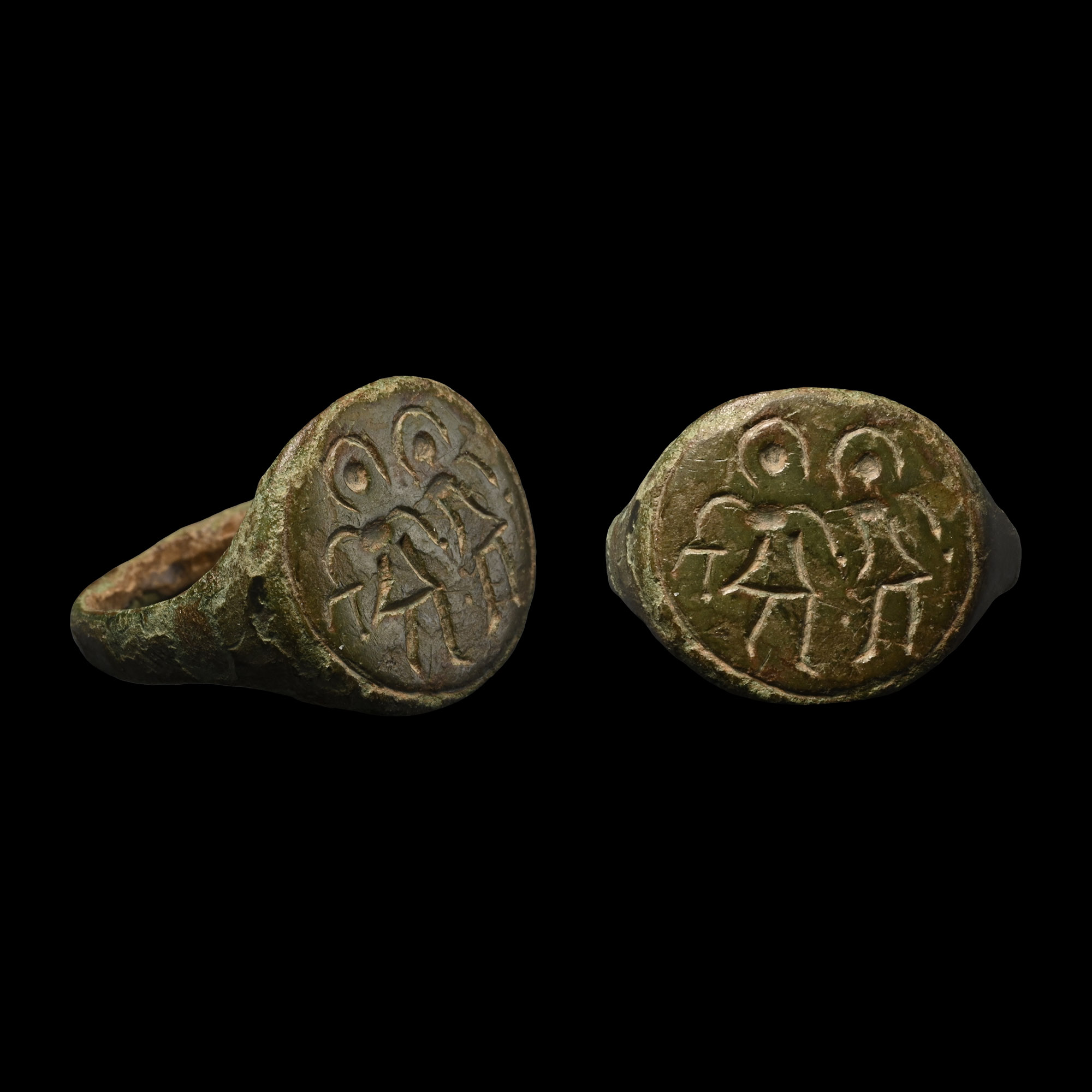 Byzantine Bronze Ring with Saints
