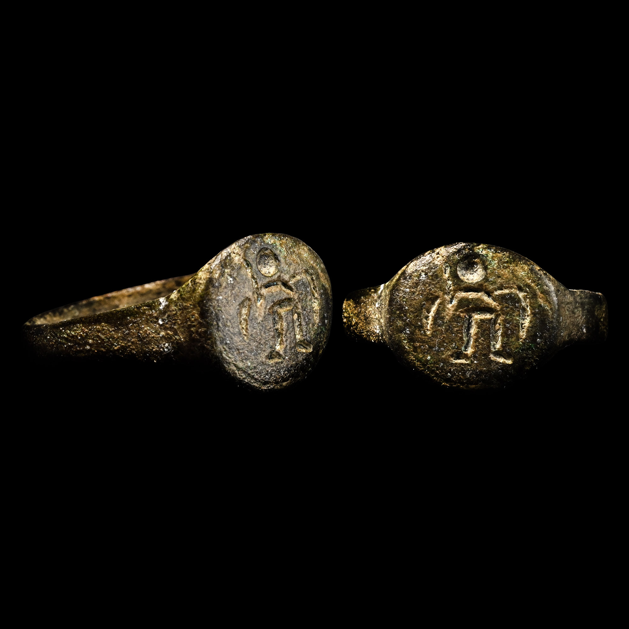 Byzantine Bronze Ring with Warrior Saint