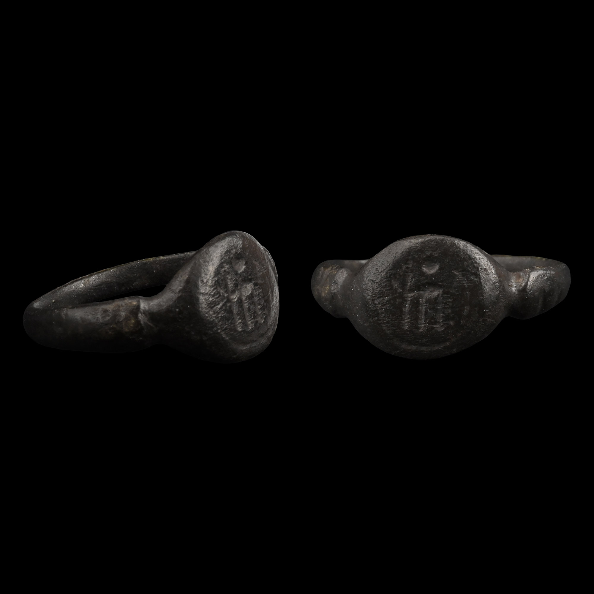 Byzantine Bronze Ring with Warrior Saint
