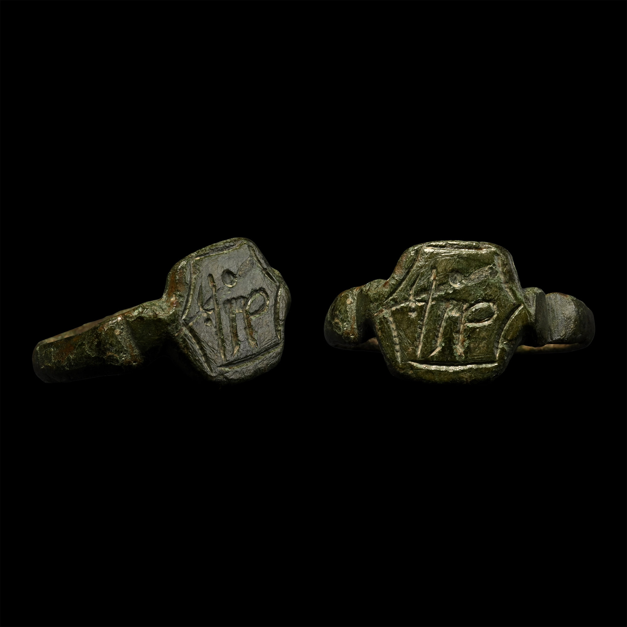 Byzantine Bronze Ring with Warrior Saint