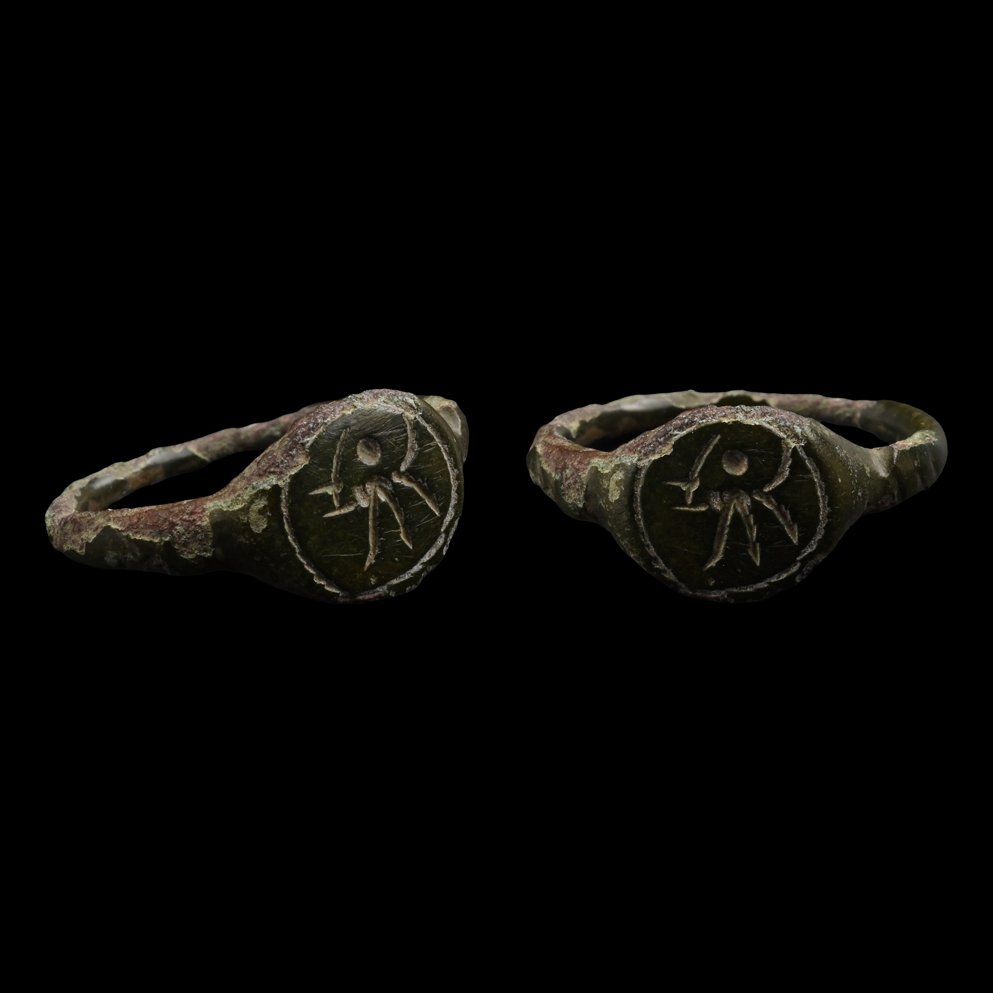 Roman Bronze Ring with Warrior