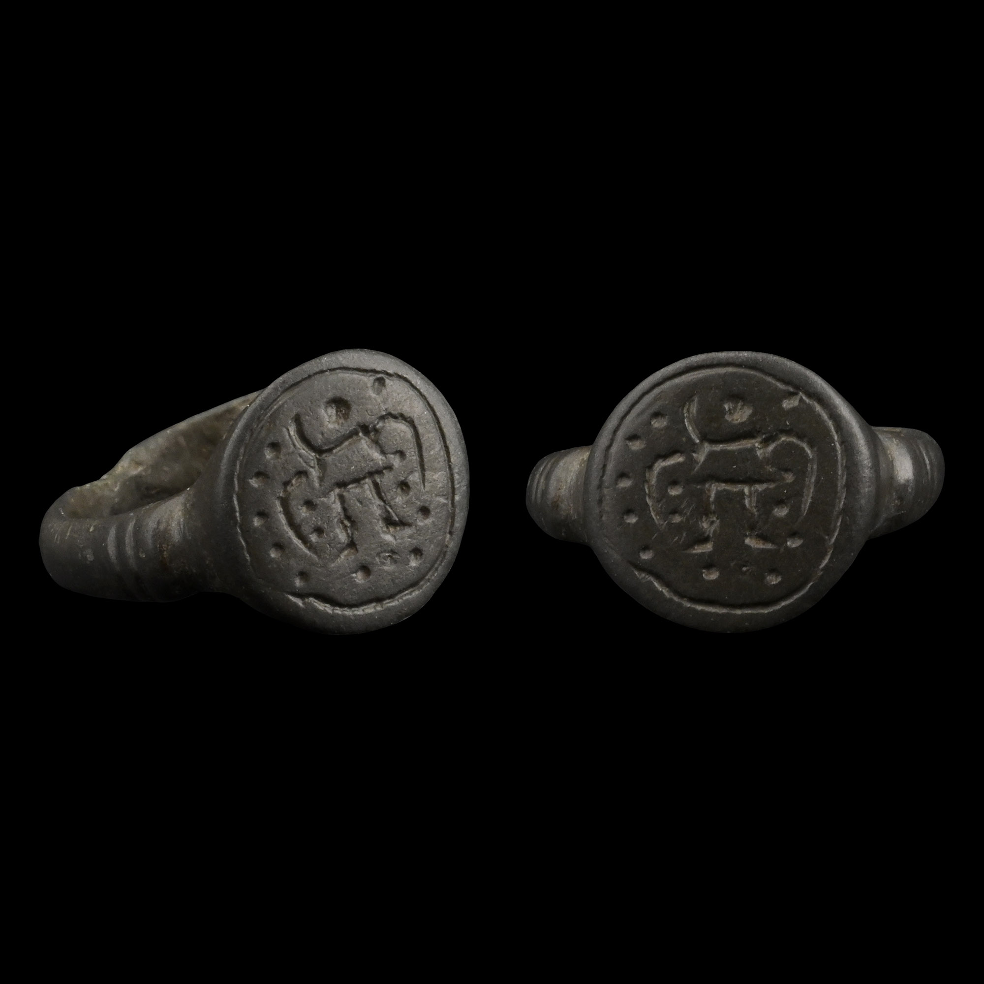 Medieval Bronze Ring with Warrior