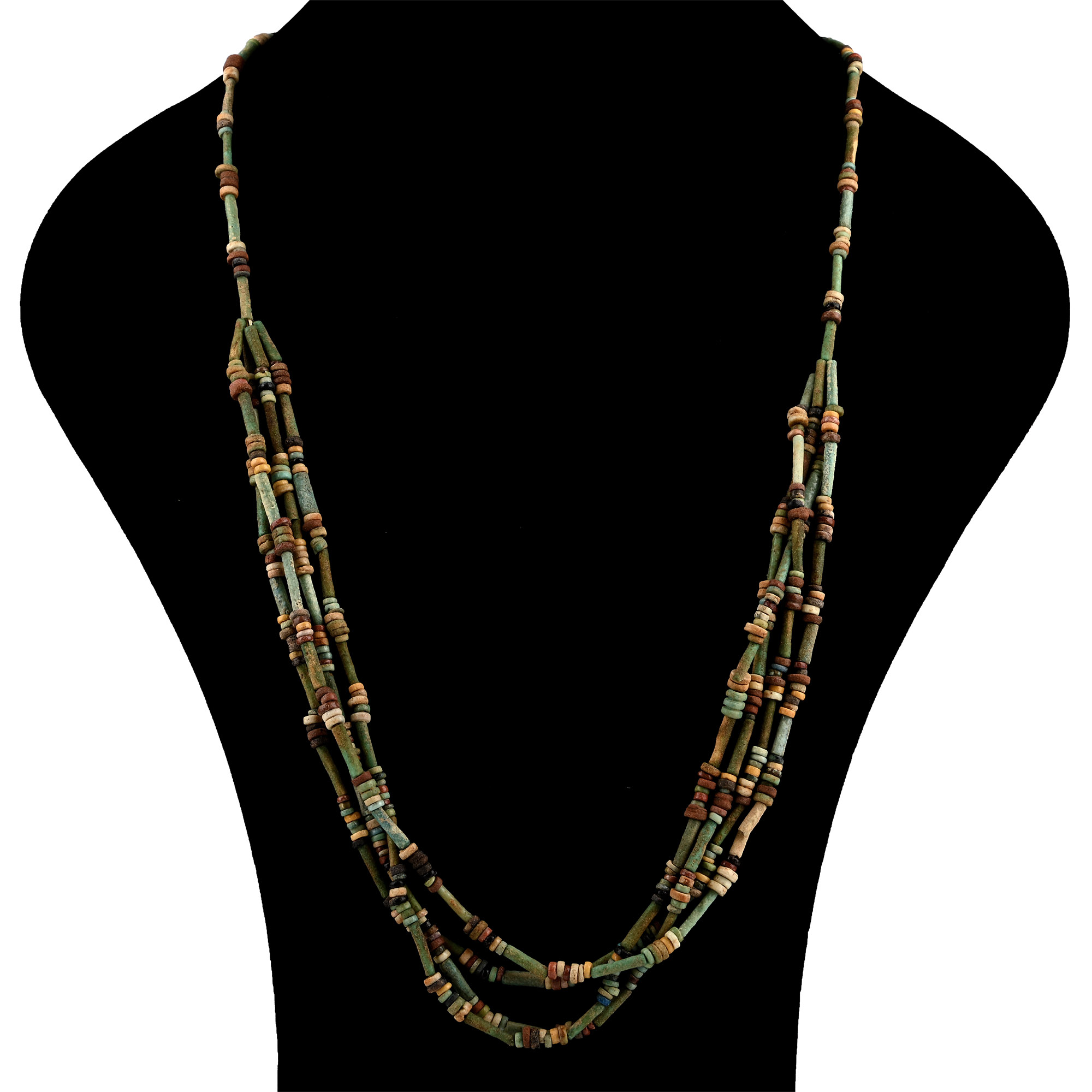 Egyptian Multi-Stranded Mummy Bead Necklace