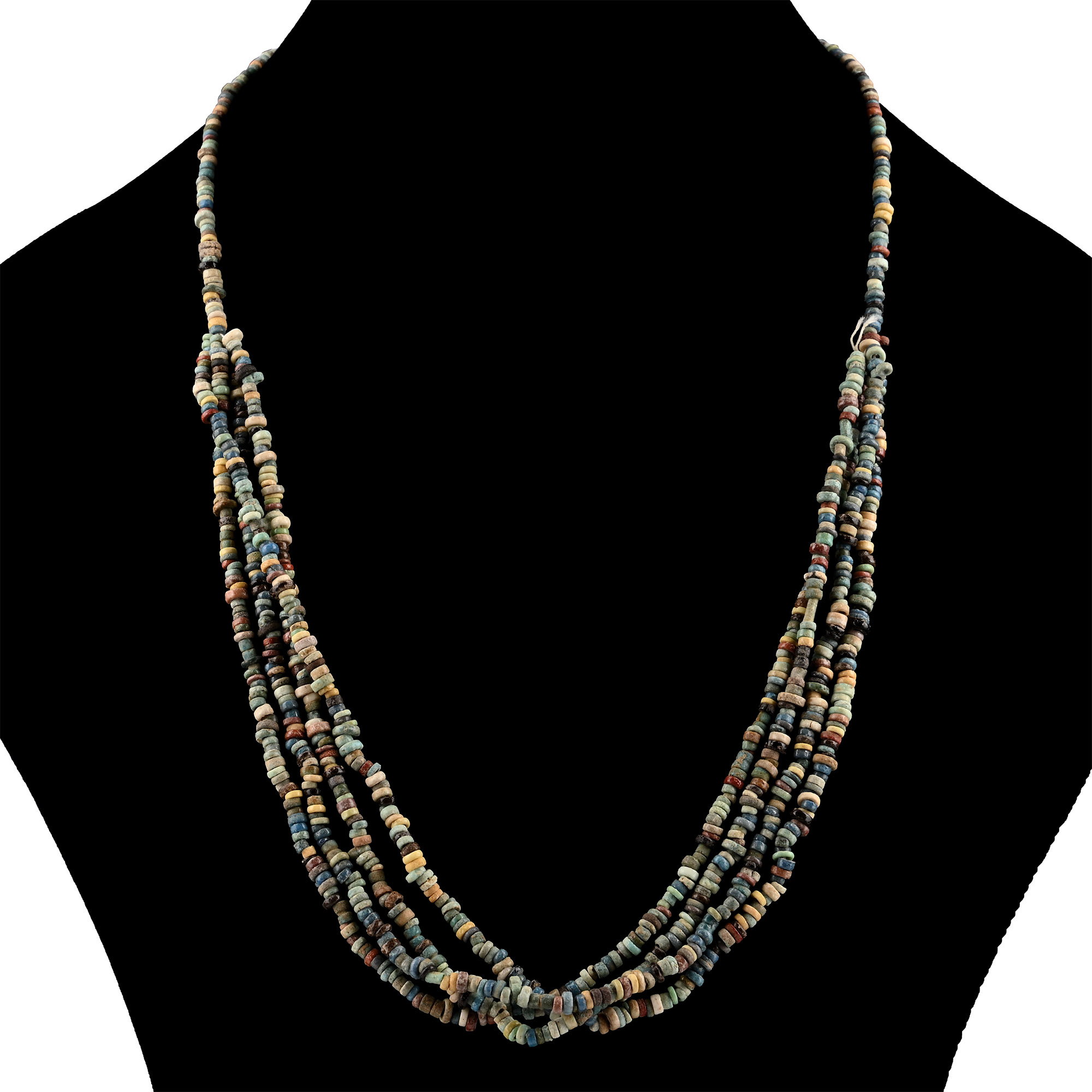 Egyptian Multi-Stranded Mummy Bead Necklace