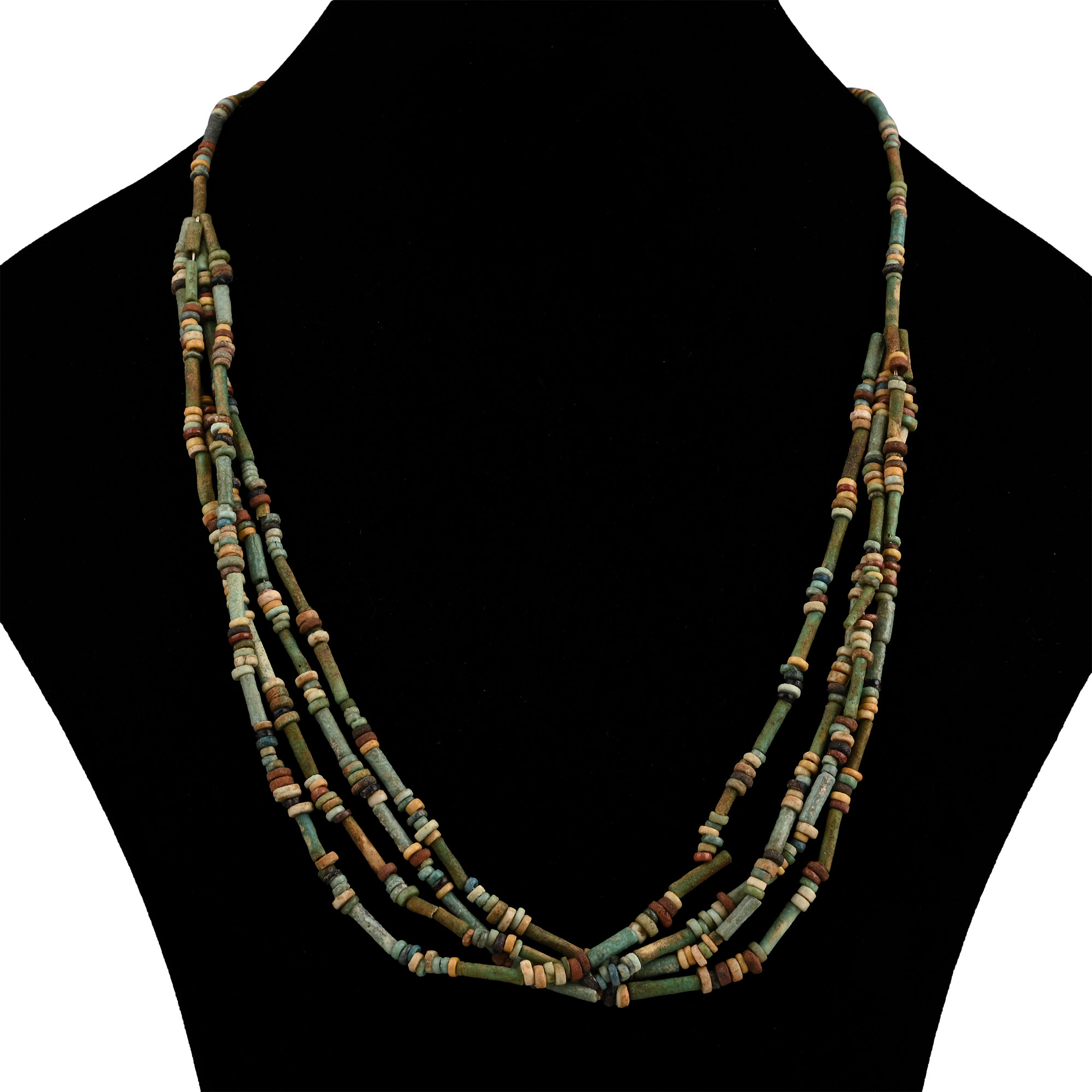 Egyptian Multi-Stranded Mummy Bead Necklace
