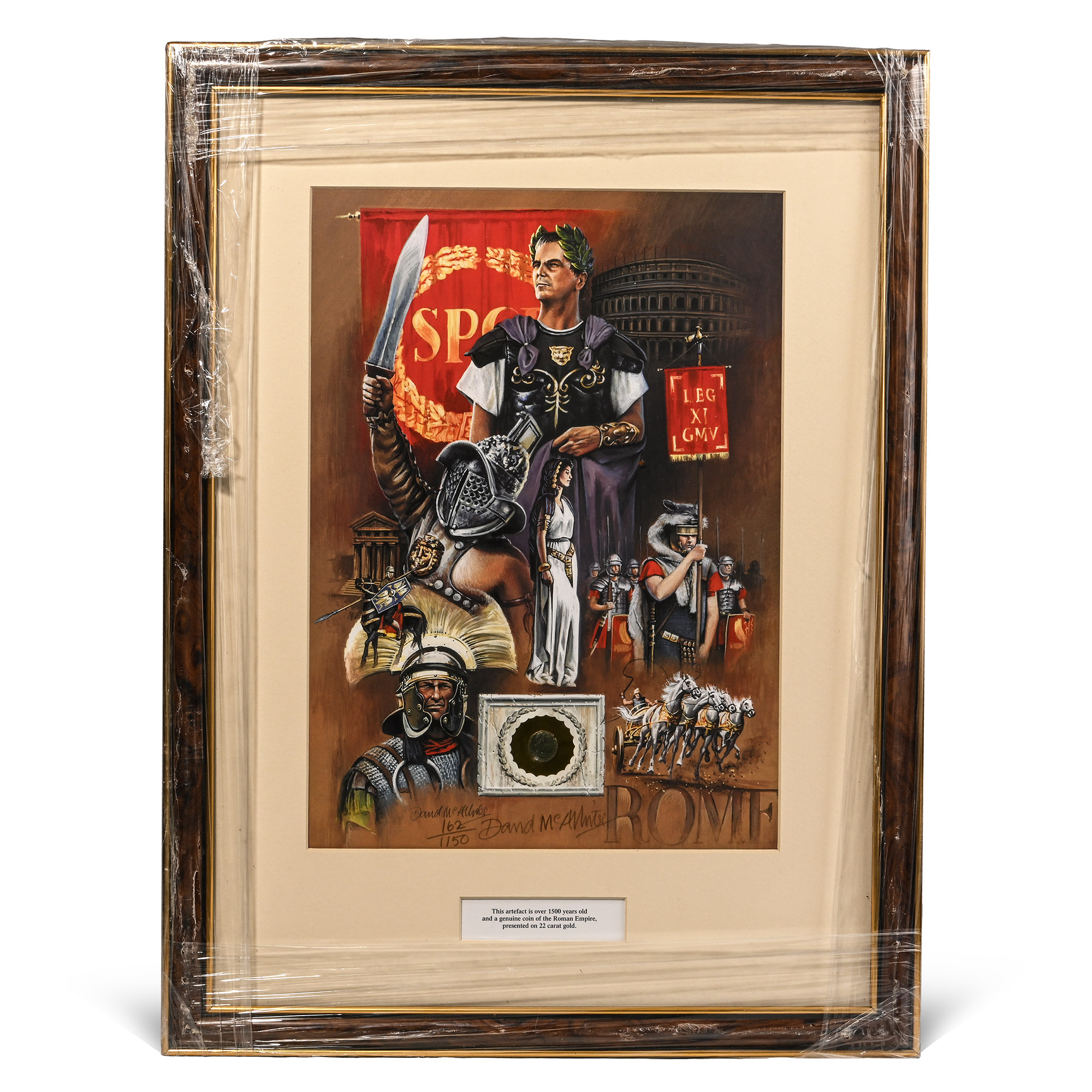 Bronze Roman Coin and Framed Limited Edition Print