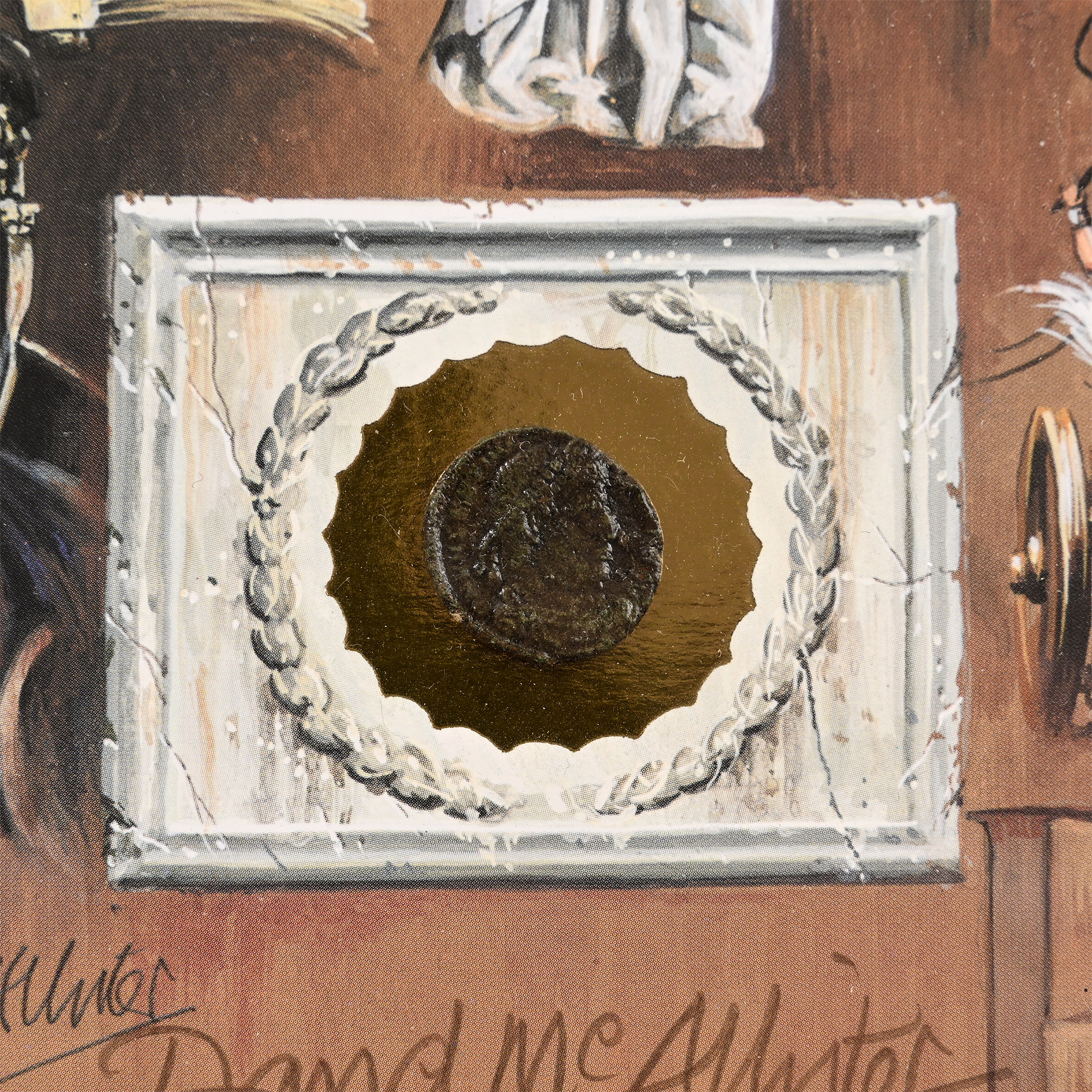 Bronze Roman Coin and Framed Limited Edition Print