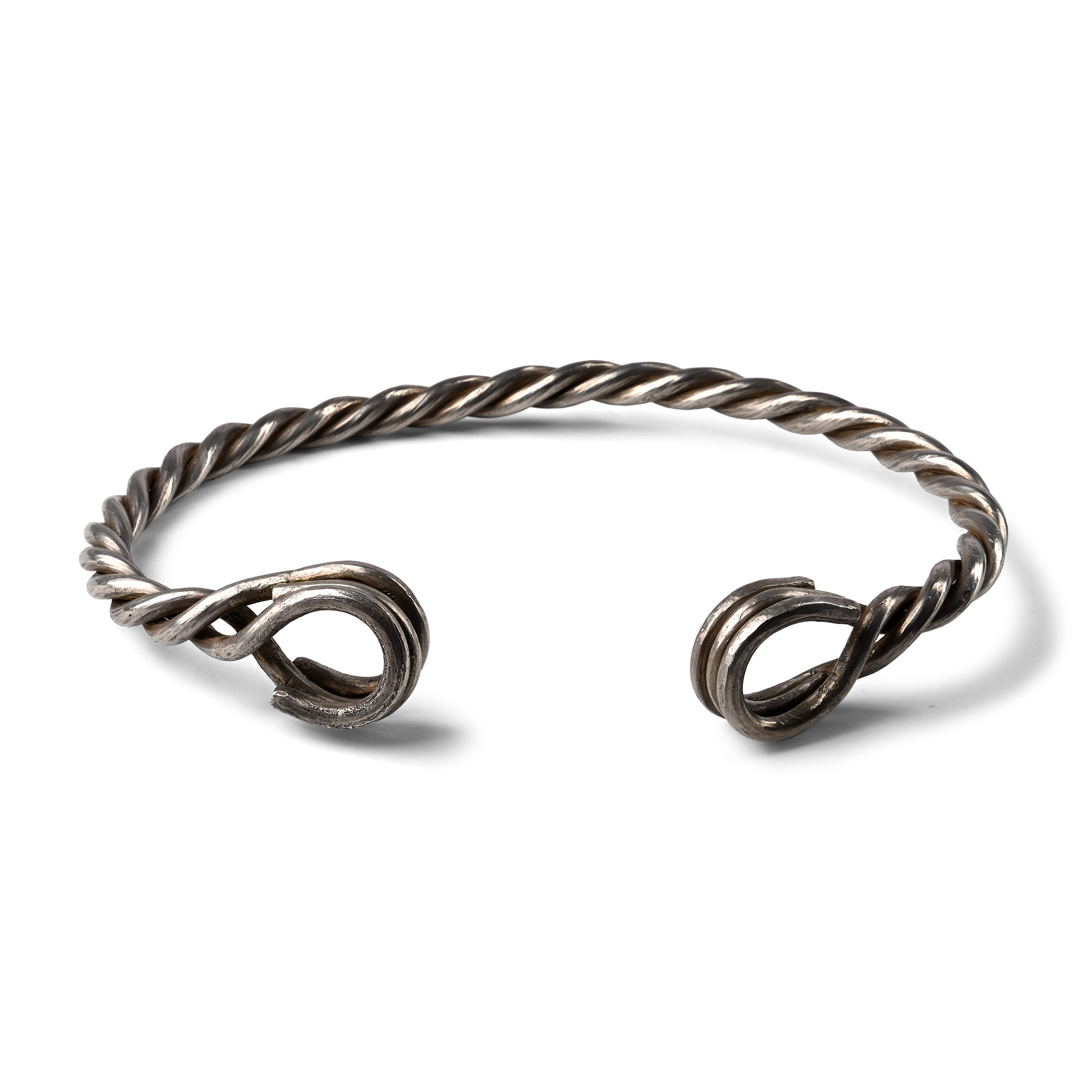 Large Celtic Style Twisted Silver Bar Neck Torc