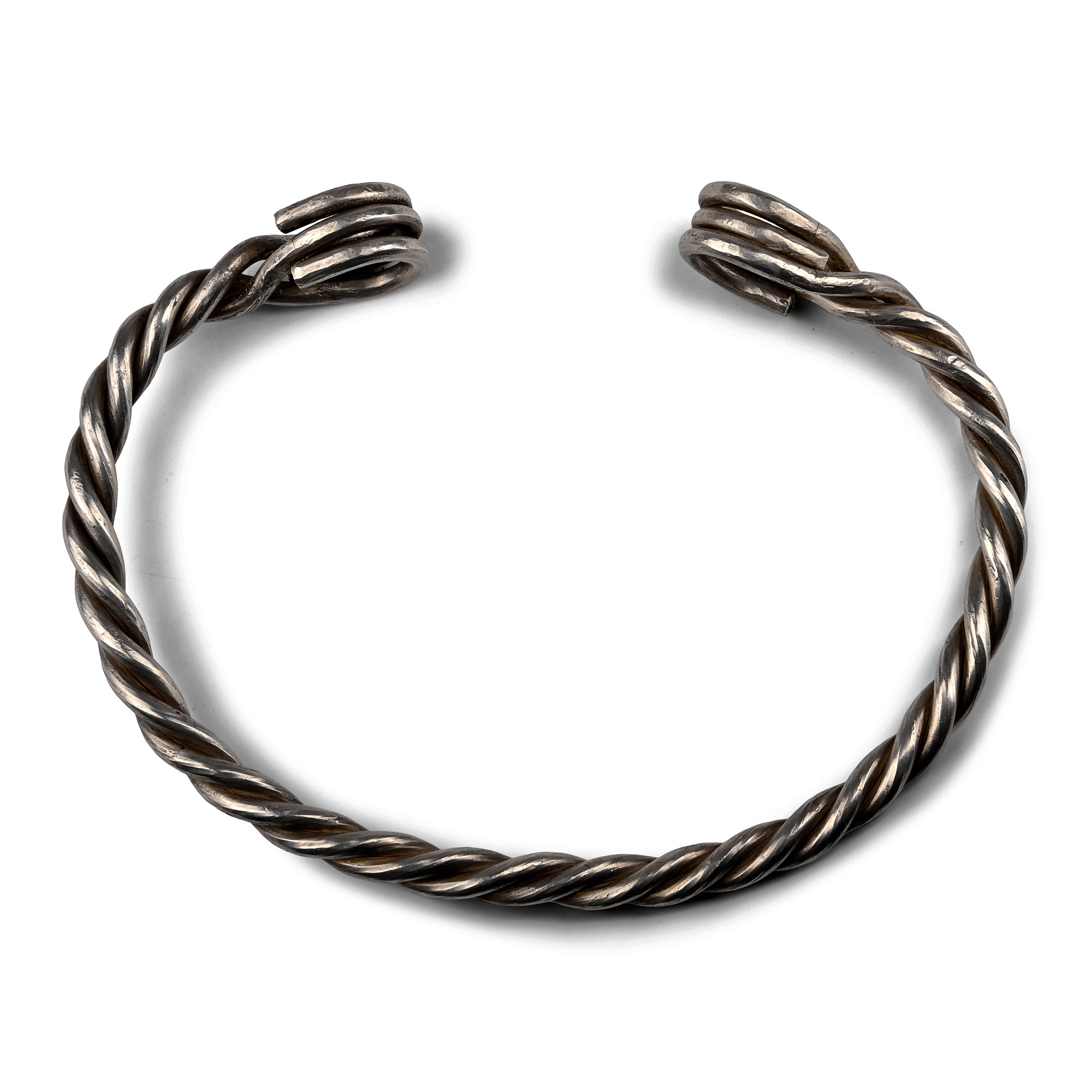 Large Celtic Style Twisted Silver Bar Neck Torc