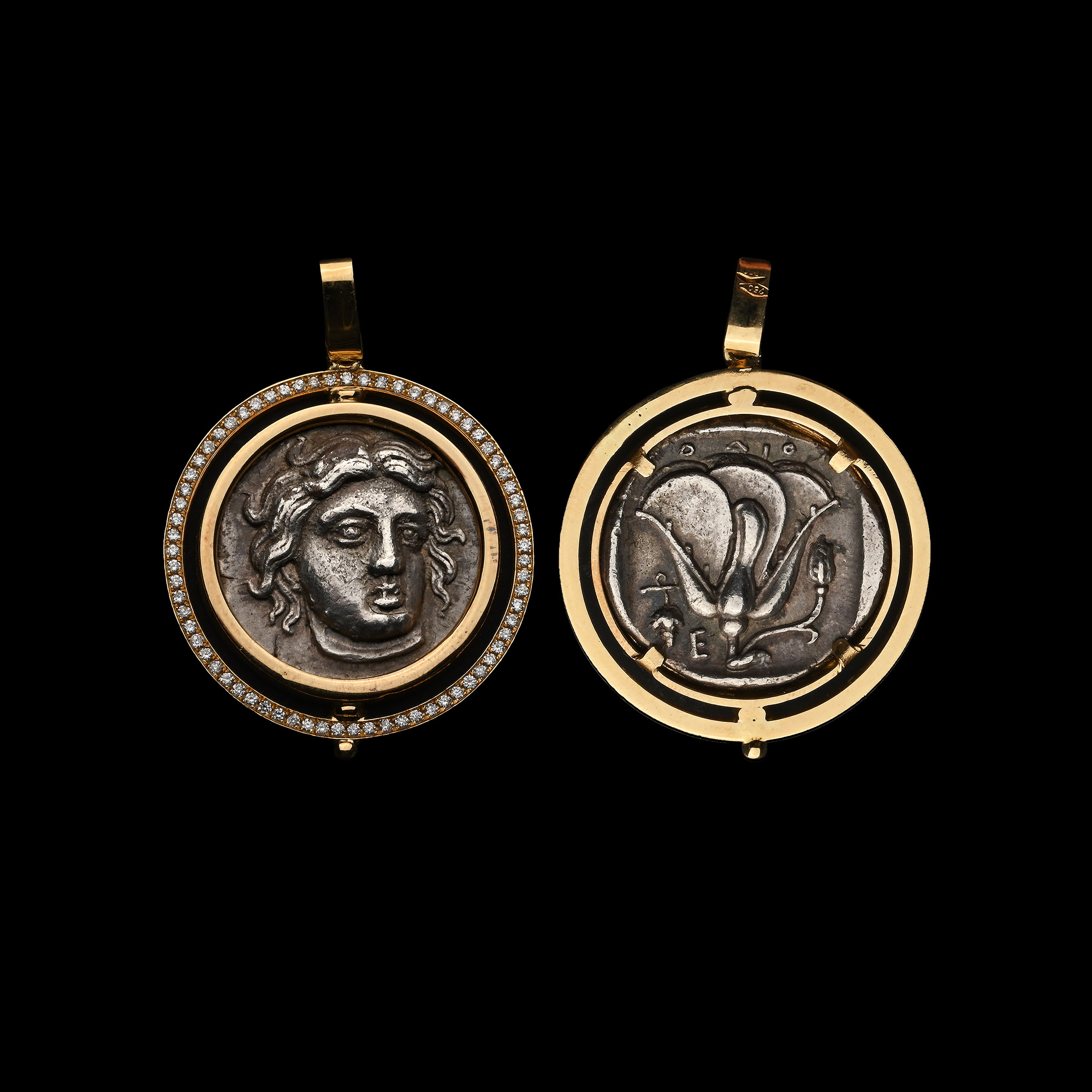 Greek Silver Didrachm of Rhodes in Gold Pendant