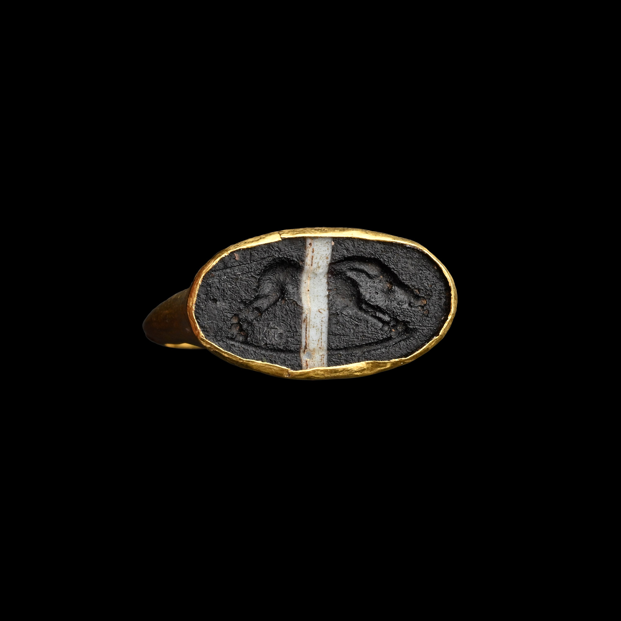 Roman Gold Ring with Greek Boar Gem