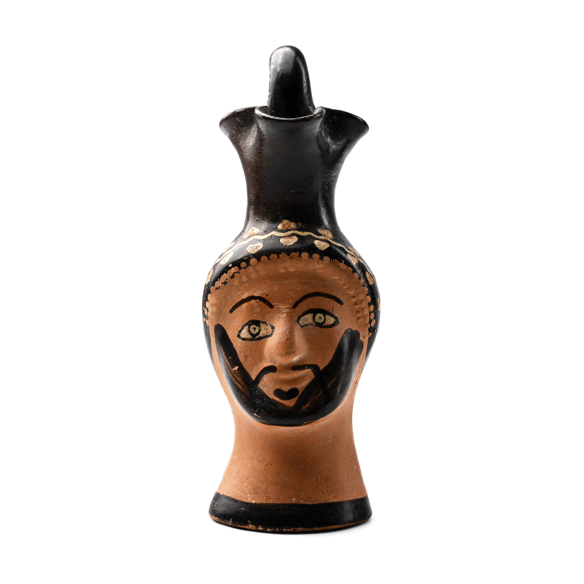 Greek 'Plastic' Oinochoe with a Bust of a Bearded Man