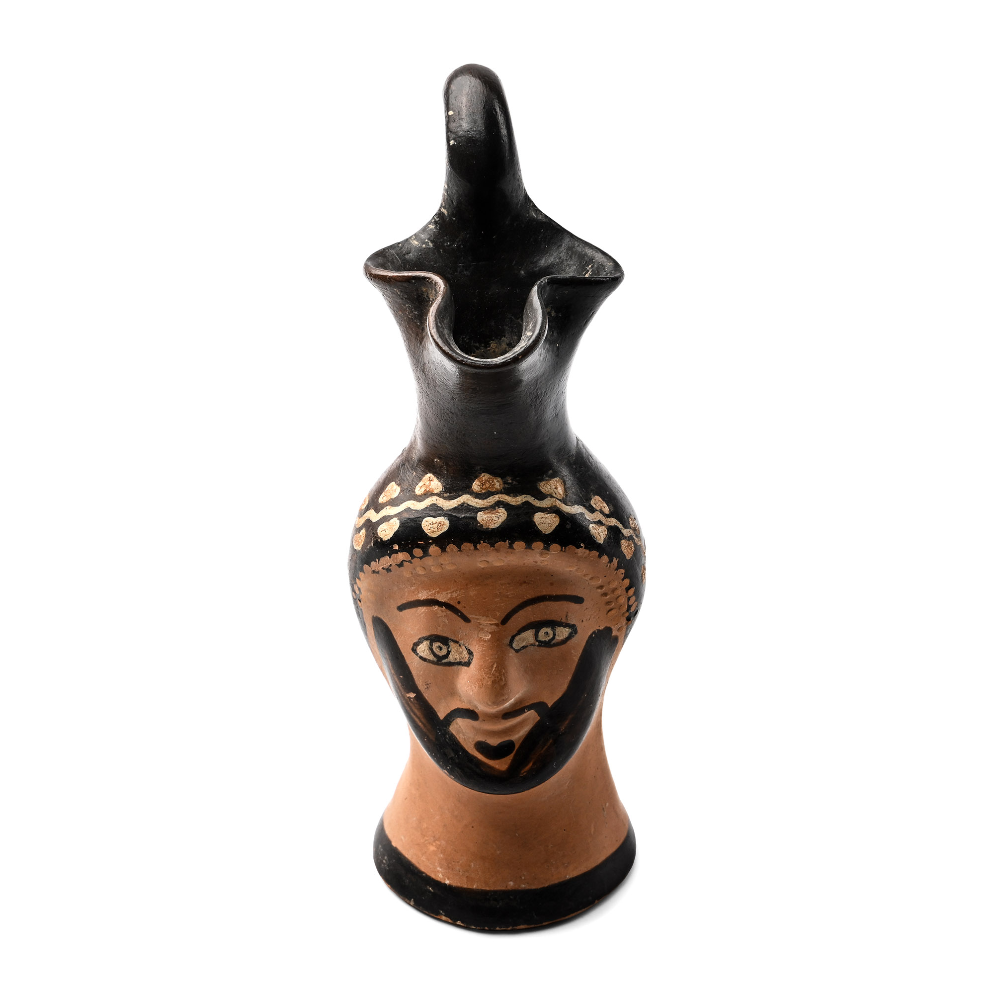 Greek 'Plastic' Oinochoe with a Bust of a Bearded Man