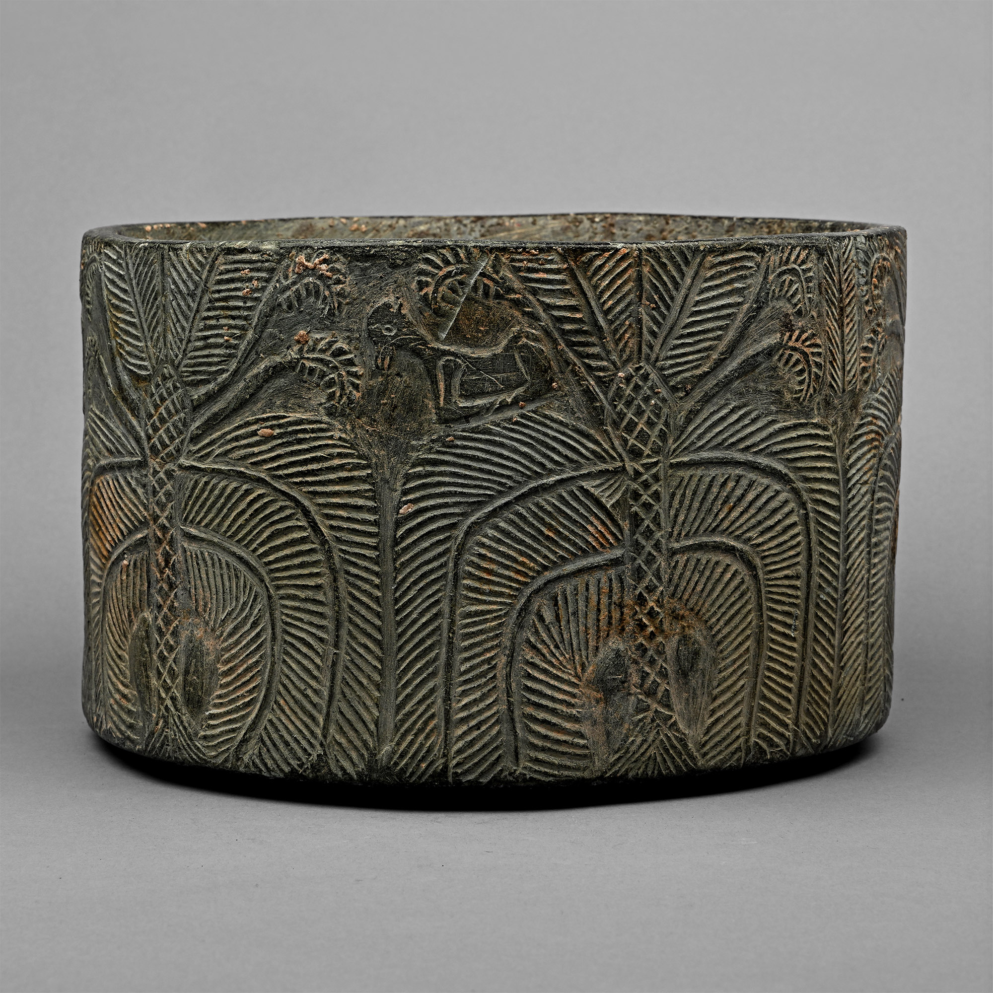 Mesopotamian Steatite Bowl with Animals and Palm Trees