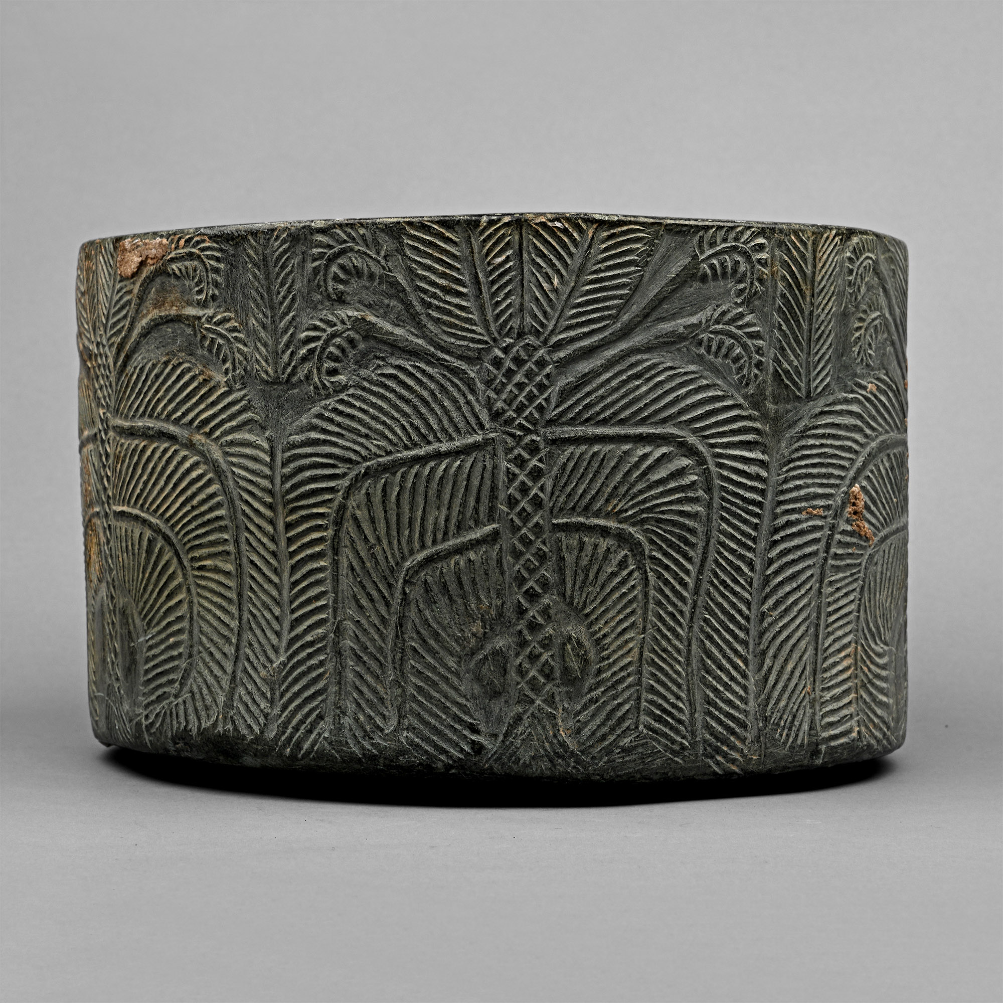 Mesopotamian Steatite Bowl with Animals and Palm Trees