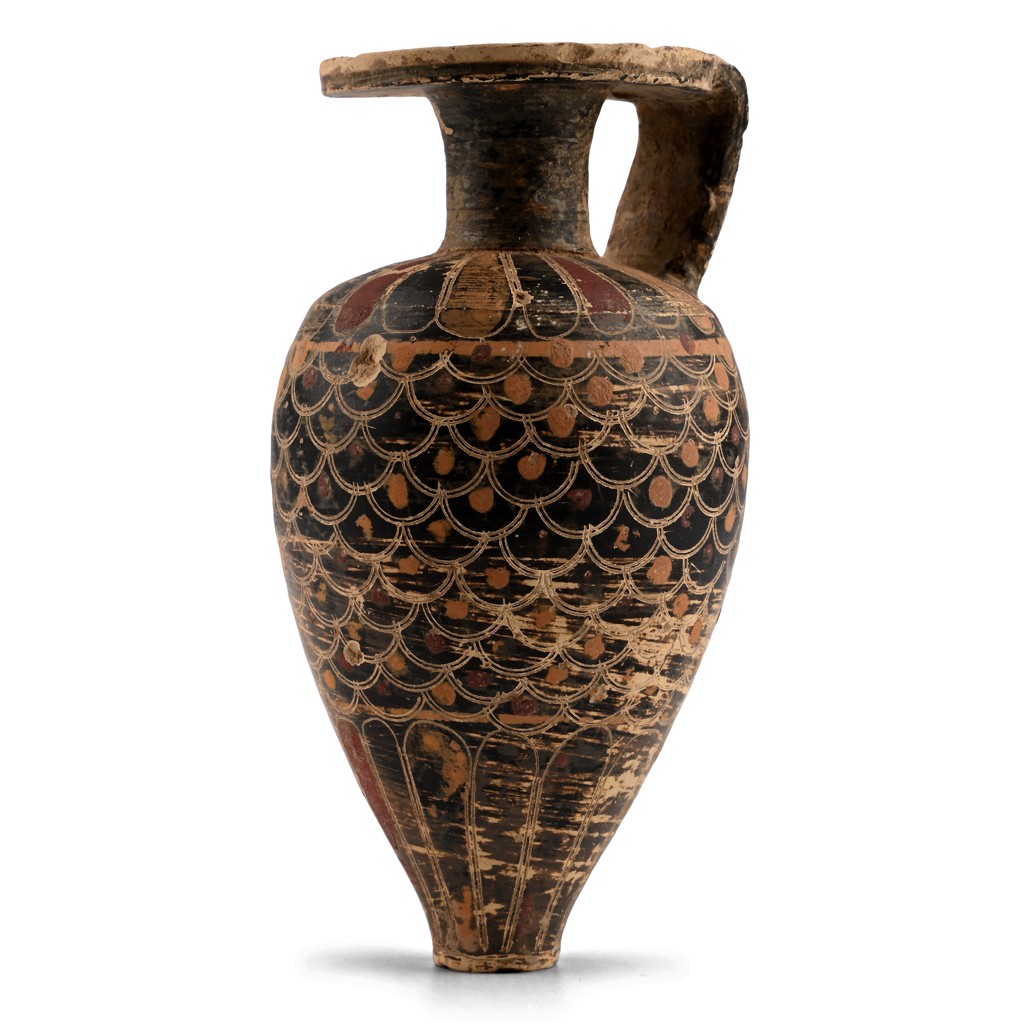 Proto-Corinthian Painted Terracotta Aryballos
