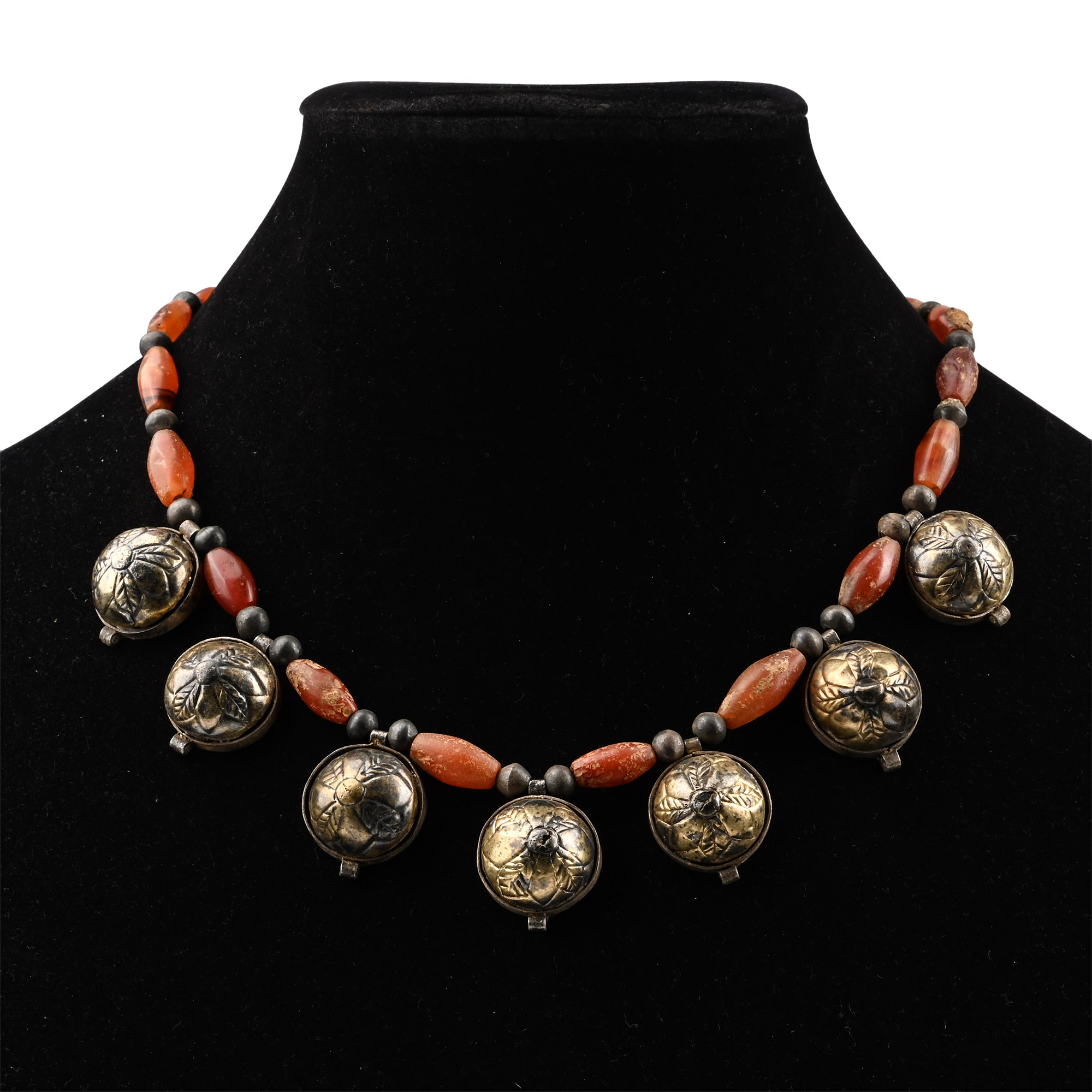 Elamite Silver-Gilt Pendants with Carnelian Beads