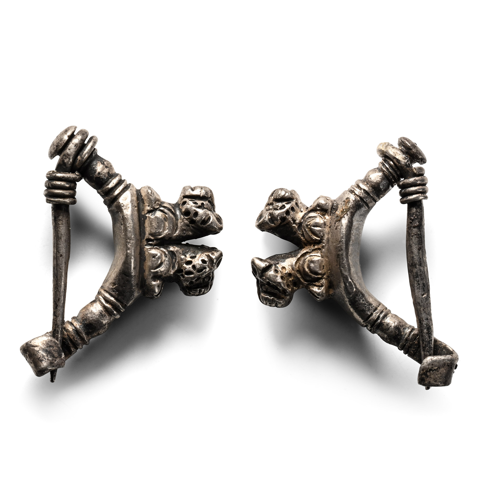 Achaemenid Silver Lion Brooch Pair