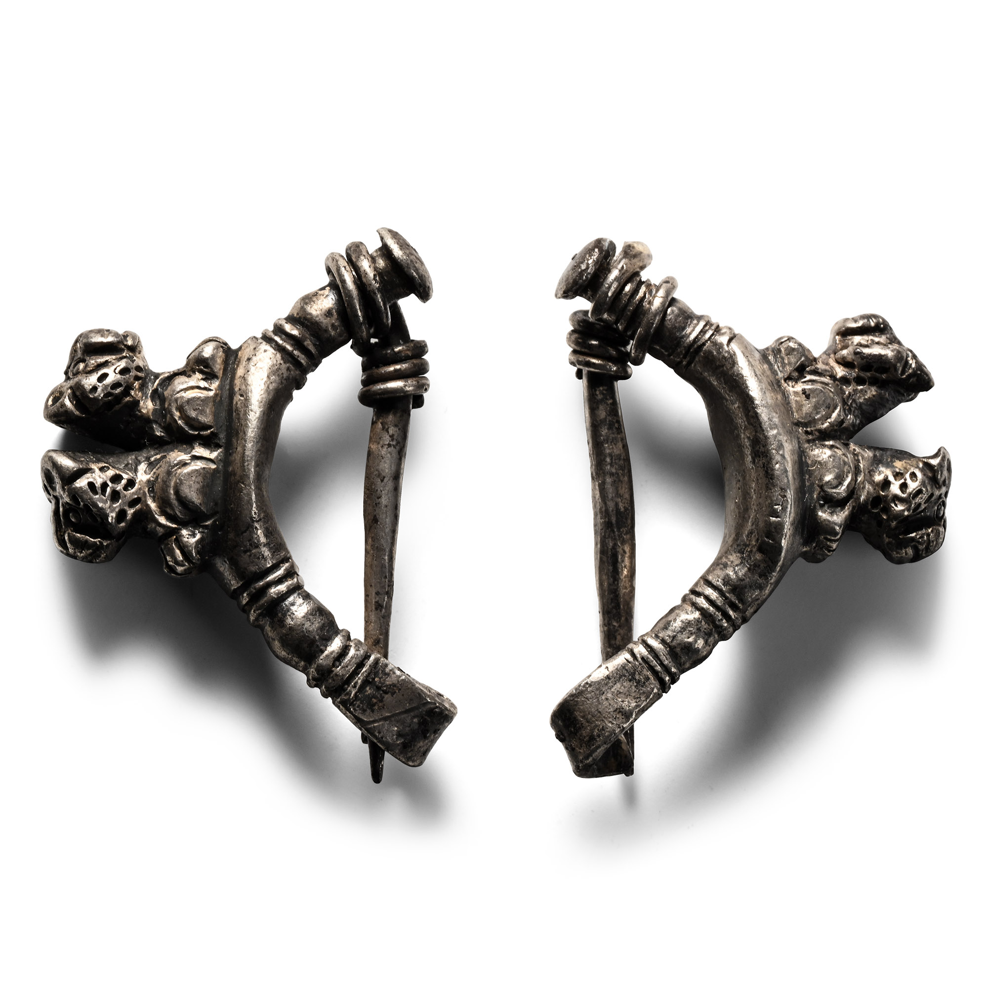 Achaemenid Silver Lion Brooch Pair