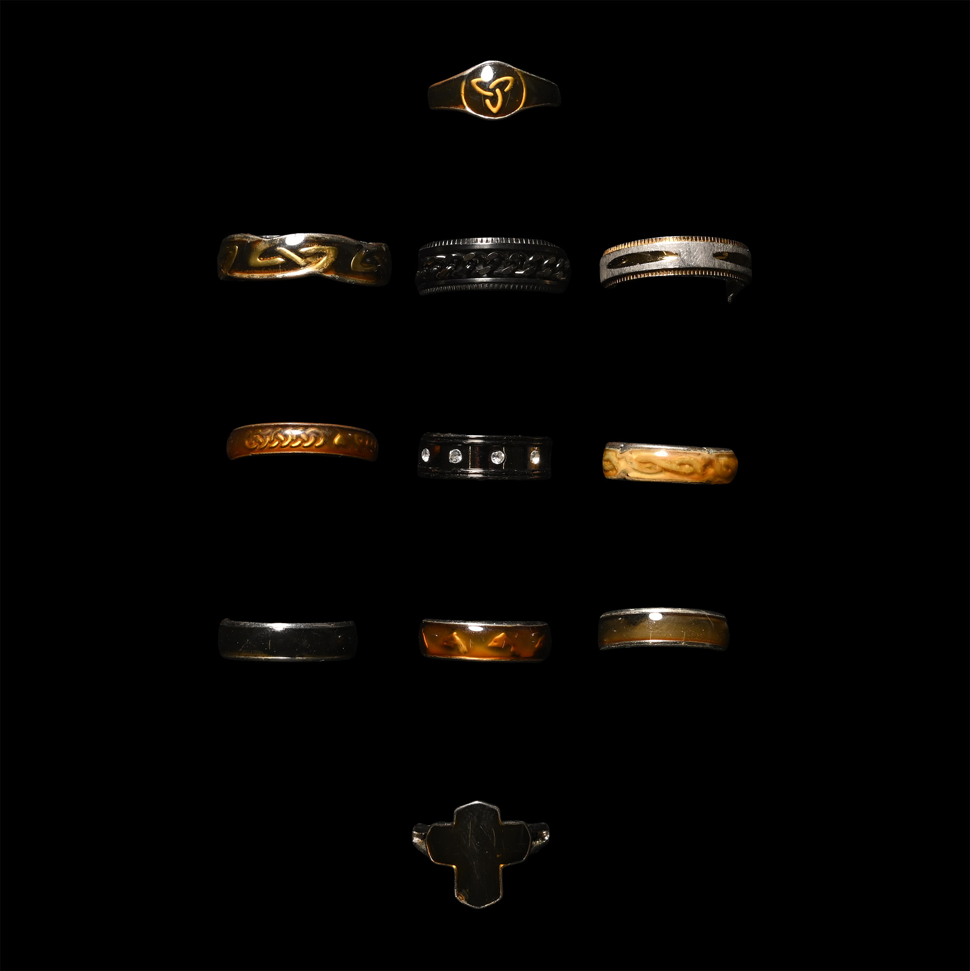 White Metal and Enamel Ring Collection