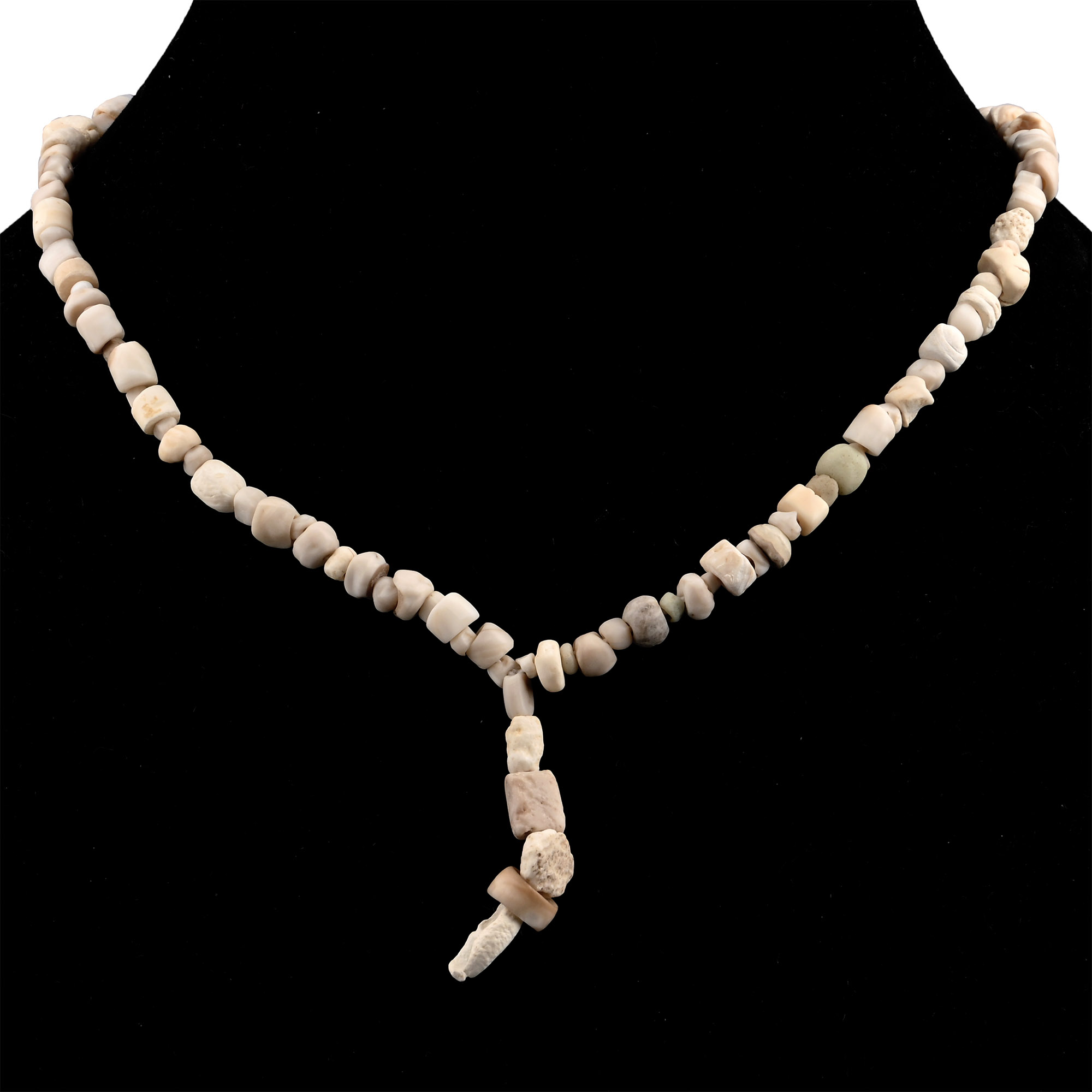 Western Asiatic White and Beige Stone Bead Necklace String