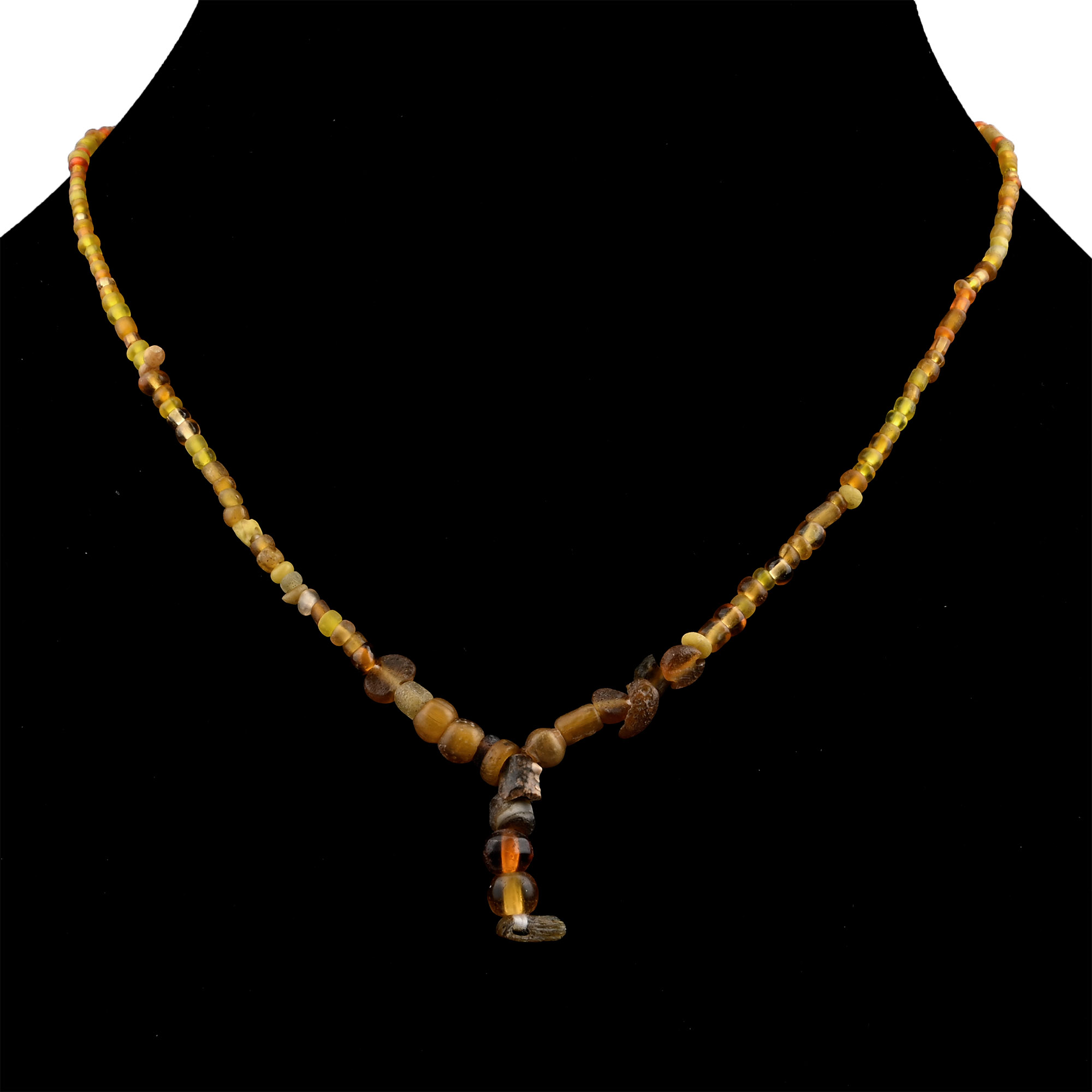 Roman and Other Brown and Yellow Glass Bead Necklace String
