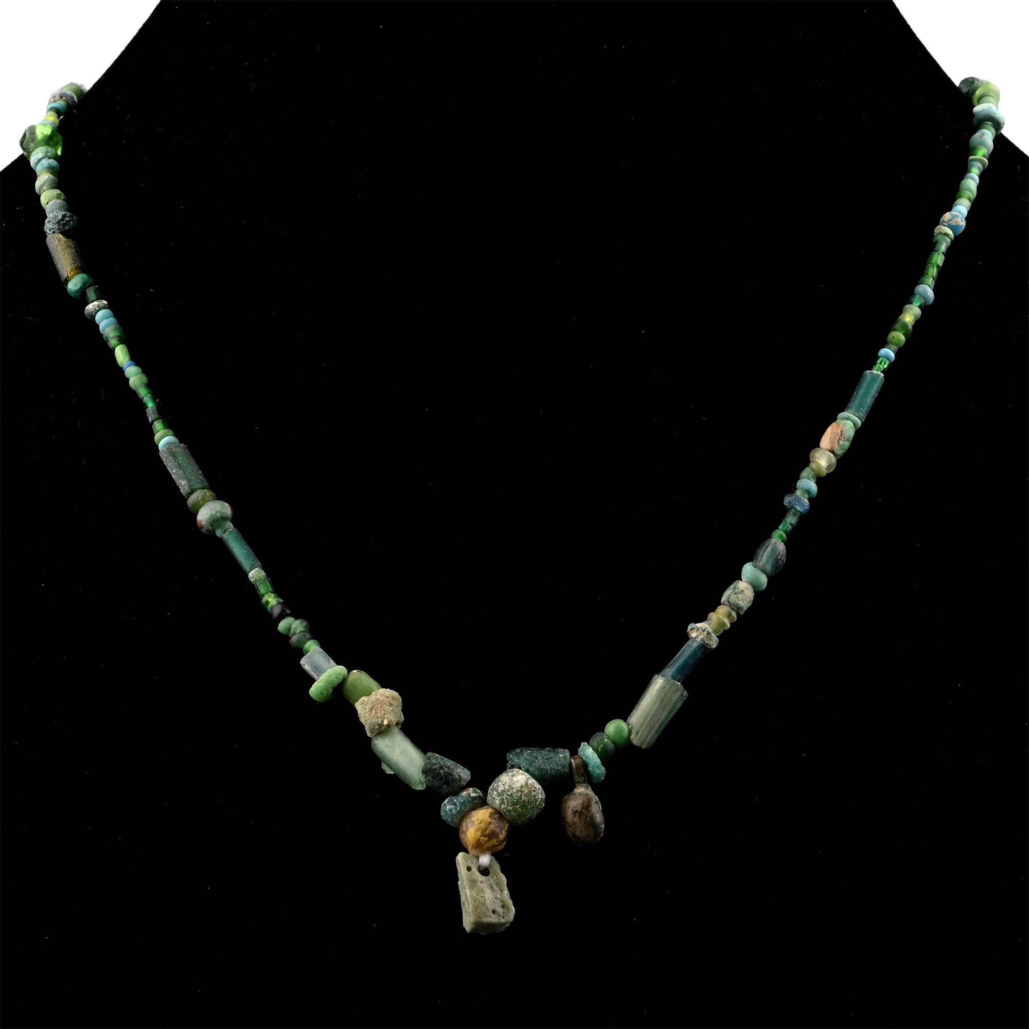 Roman and Other Green Glass Bead Necklace String