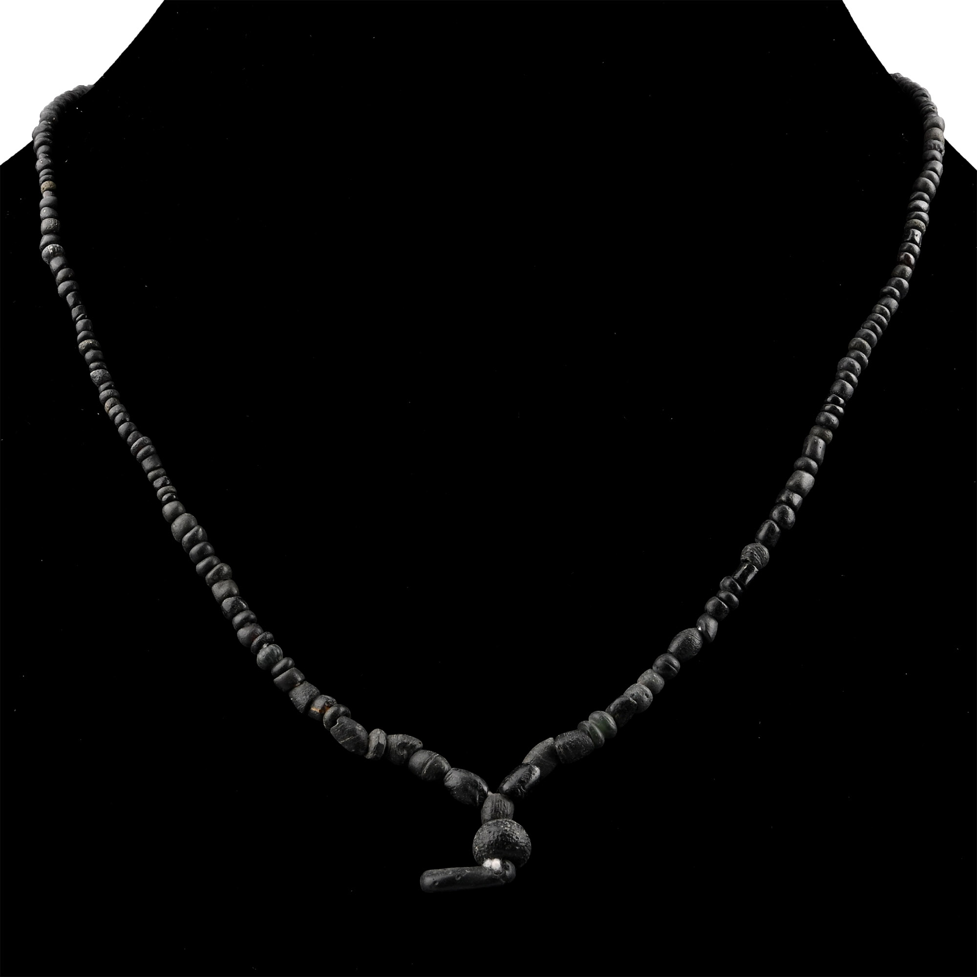 Roman and Other Black Glass Bead Necklace String