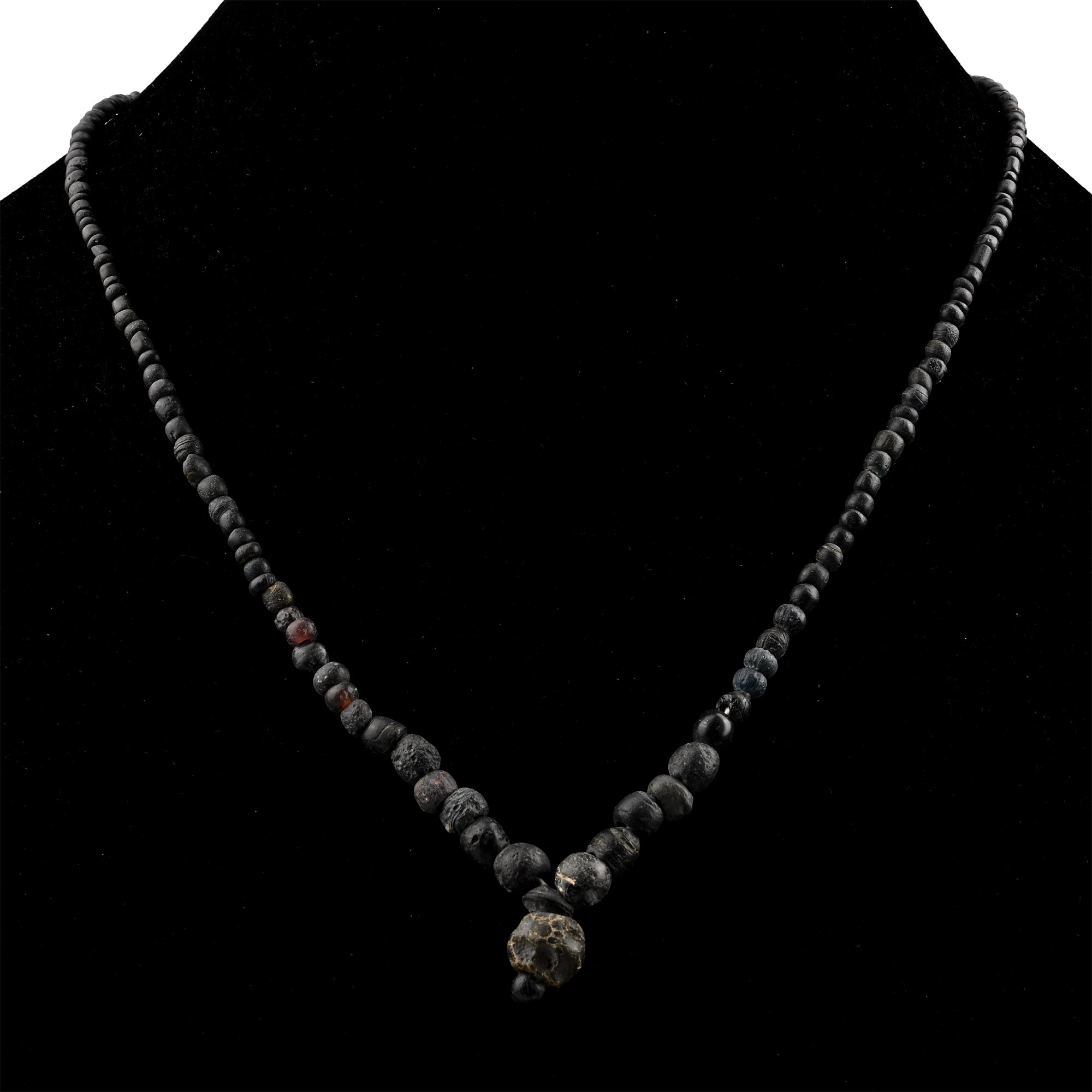 Roman and Other Black Glass Bead Necklace String