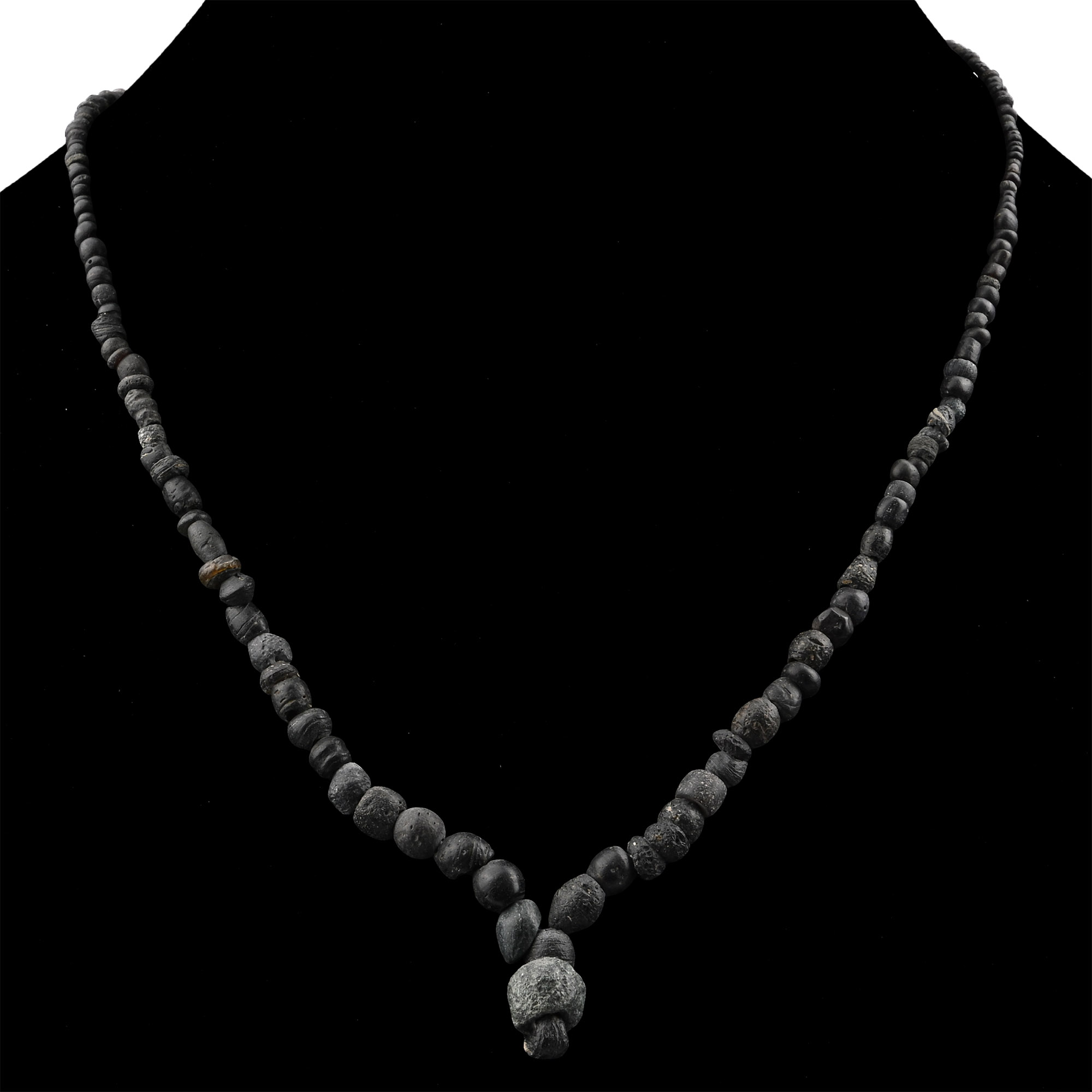 Roman and Other Black Glass Bead Necklace String