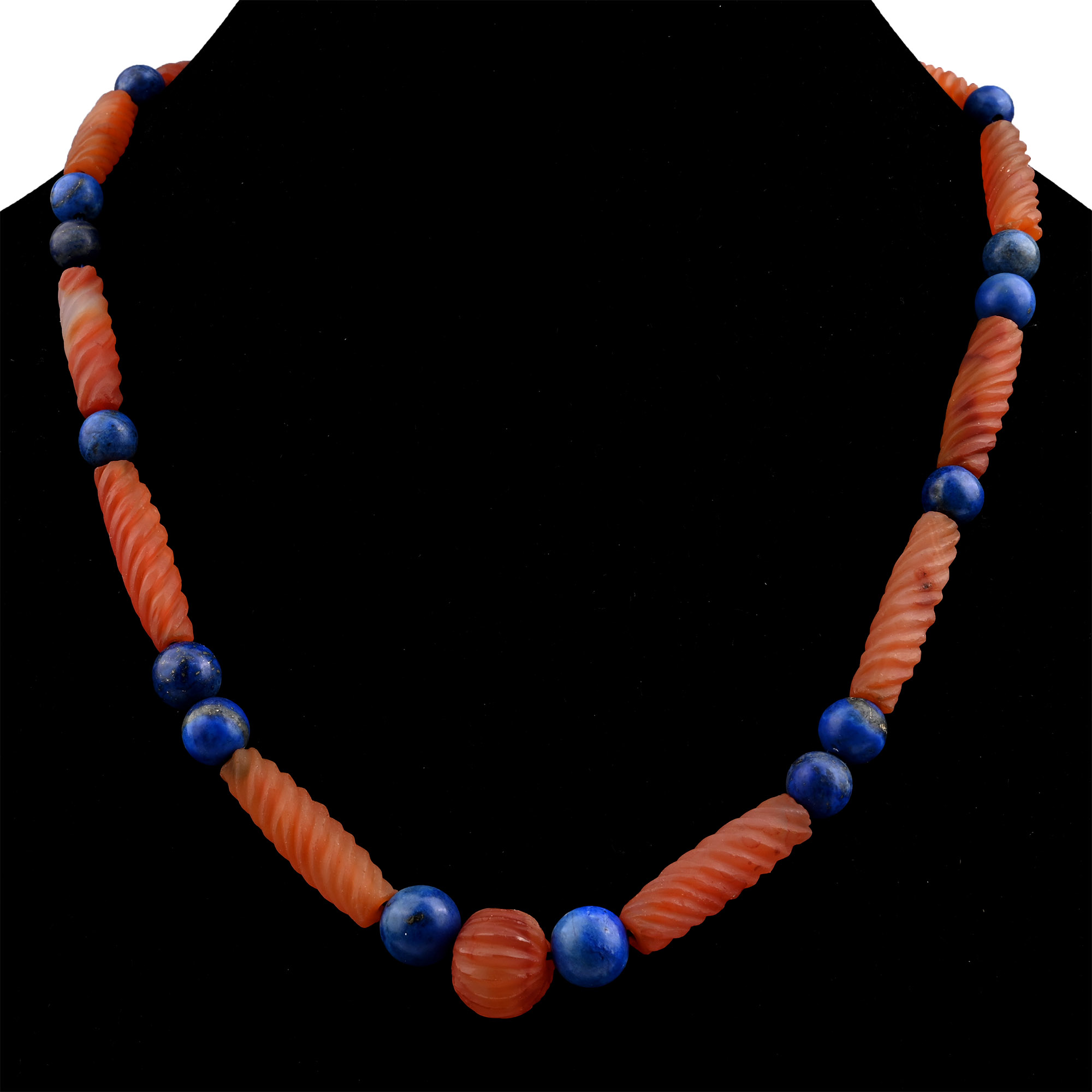 Bactrian Style Lapis Lazuli and Other Stone and Glass Bead Necklace String