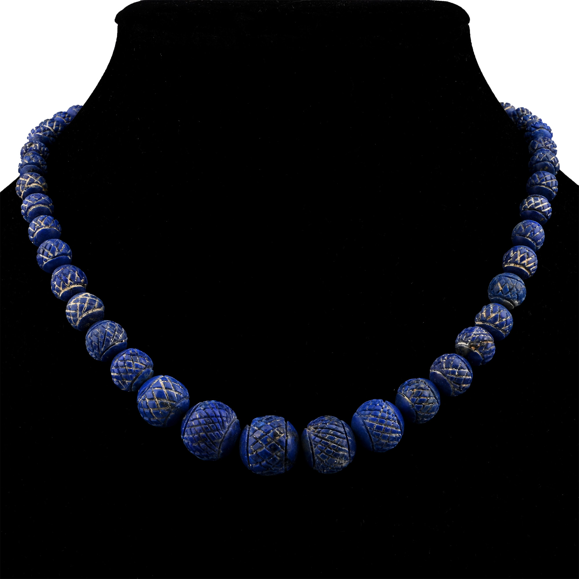 Bactrian Style Carved Lapis Lazuli and Other Bead Necklace String