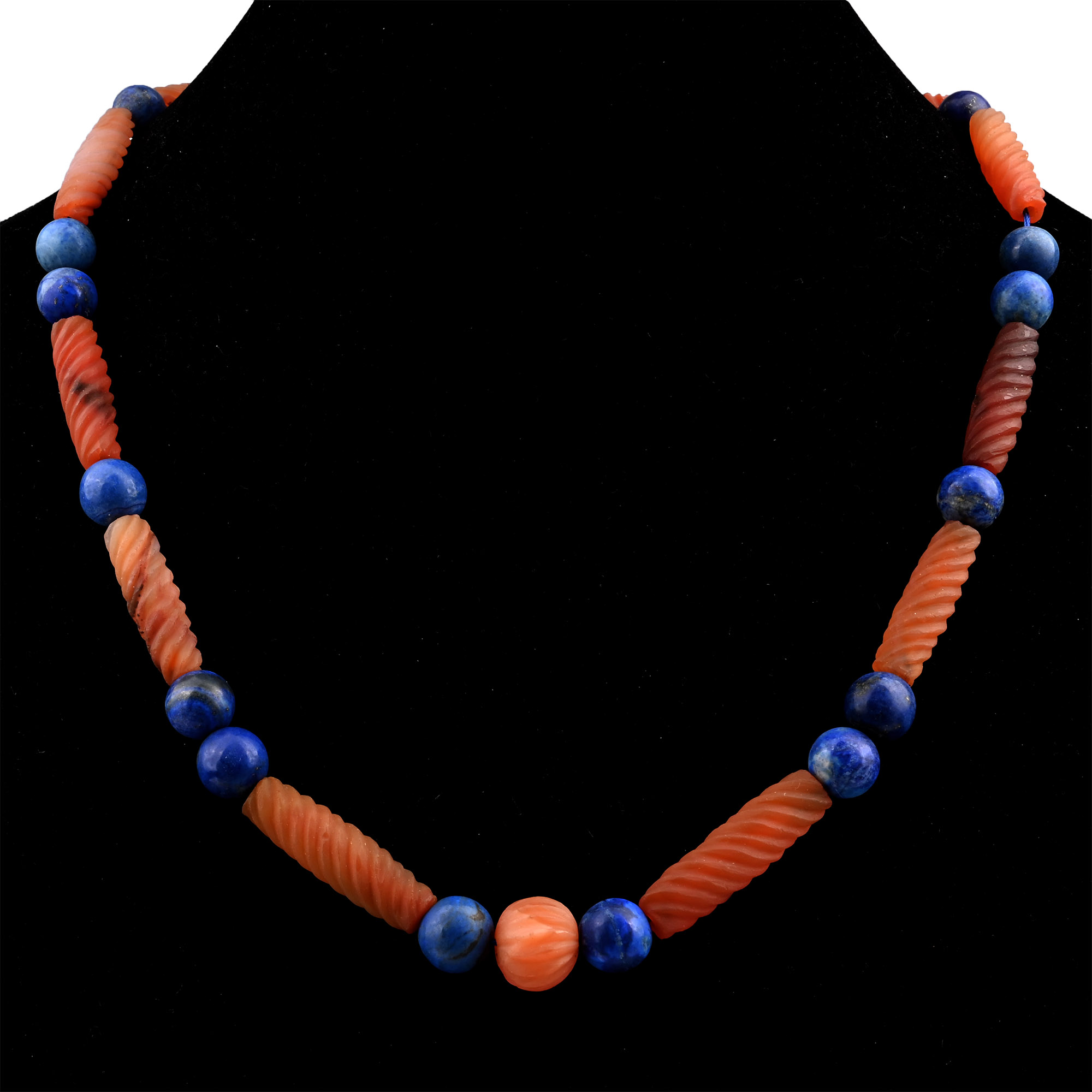 Bactrian Style Lapis Lazuli and Other Stone and Glass Bead Necklace String
