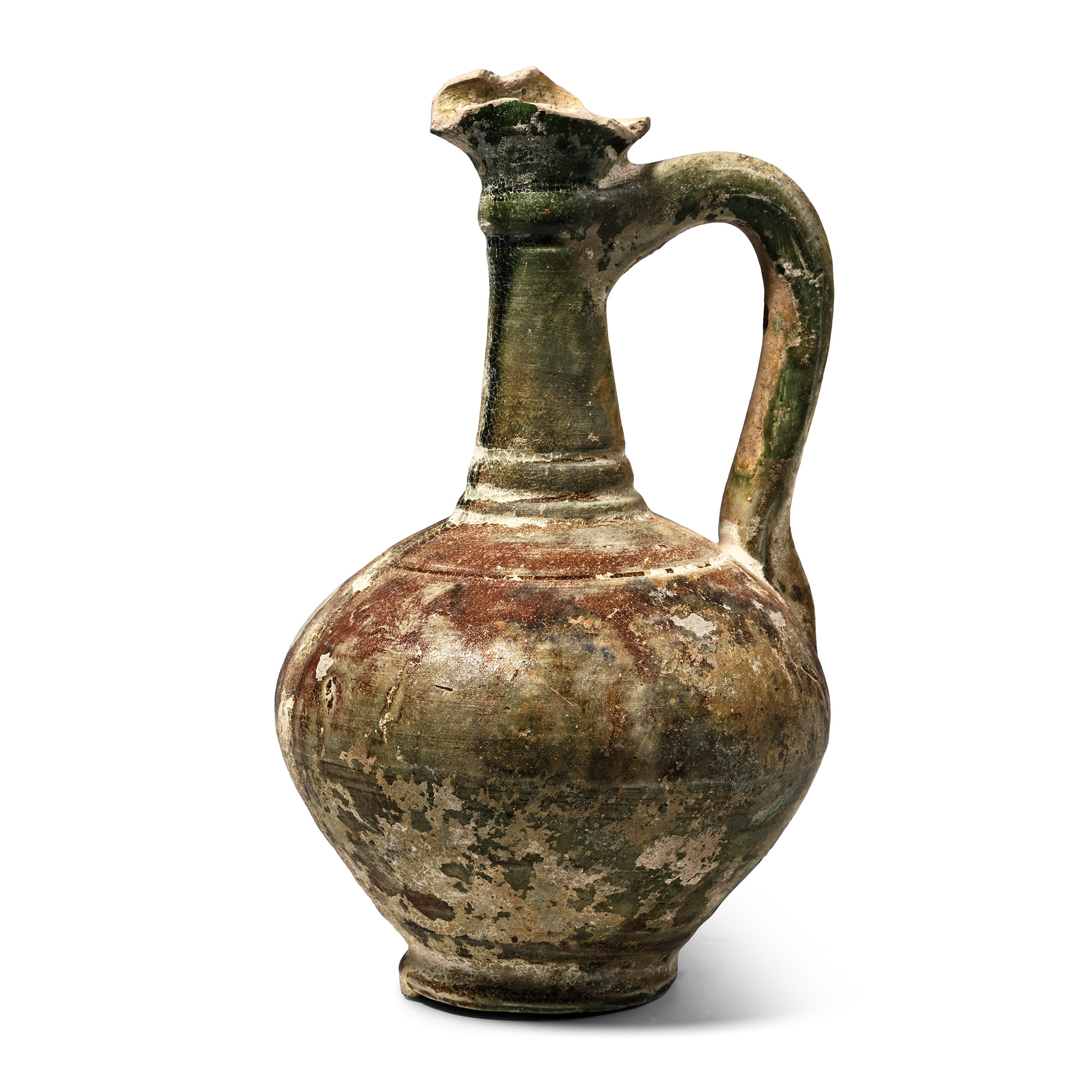 Western Asiatic Green Glazed Pottery Jug