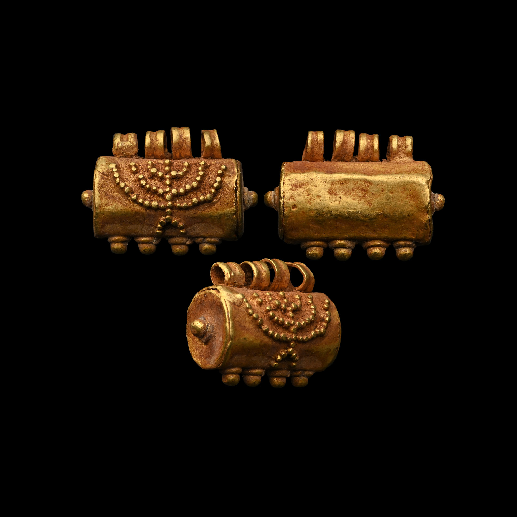 Judaean Gold Amulet Case with Menorah